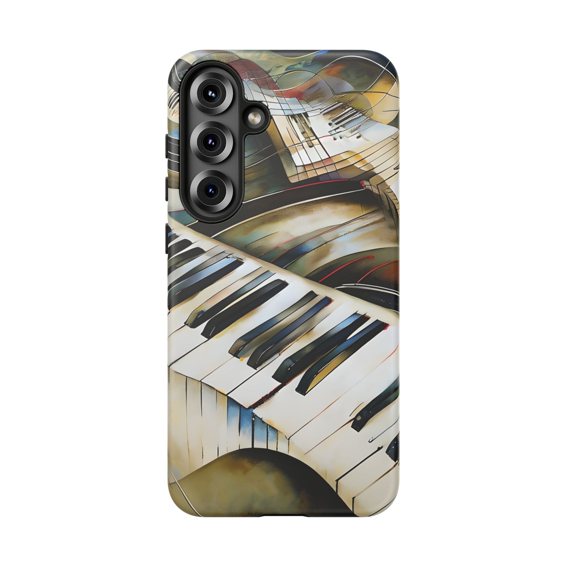 Ivory Cascade Abstract Keyboard Music Tough Case for Samsung Galaxy S25 Plus - Shockproof Phone Cover