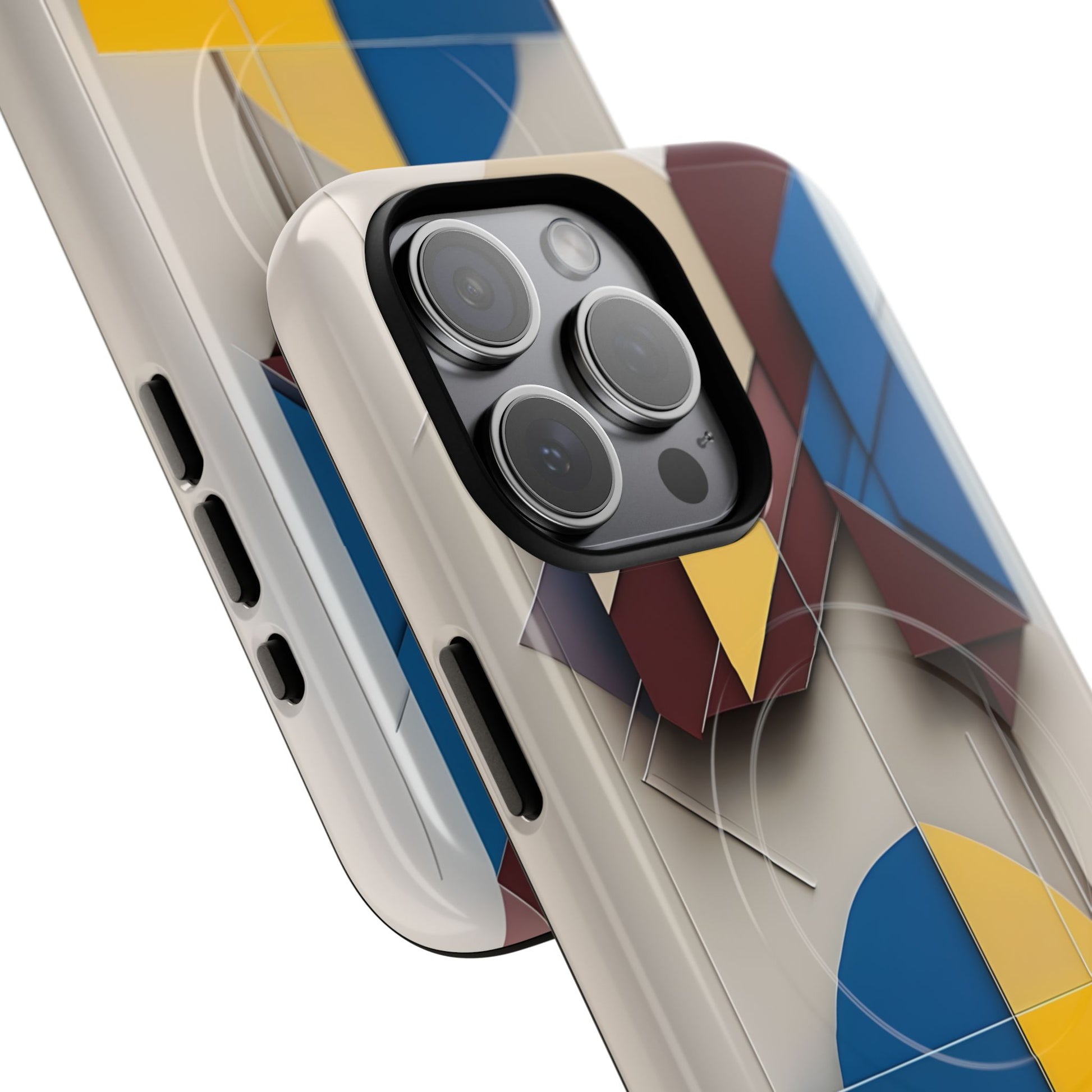 Chromatic Construct iPhone 15 Pro Max MagSafe Phone Case -Modern Geometrical Design, Primary Colors