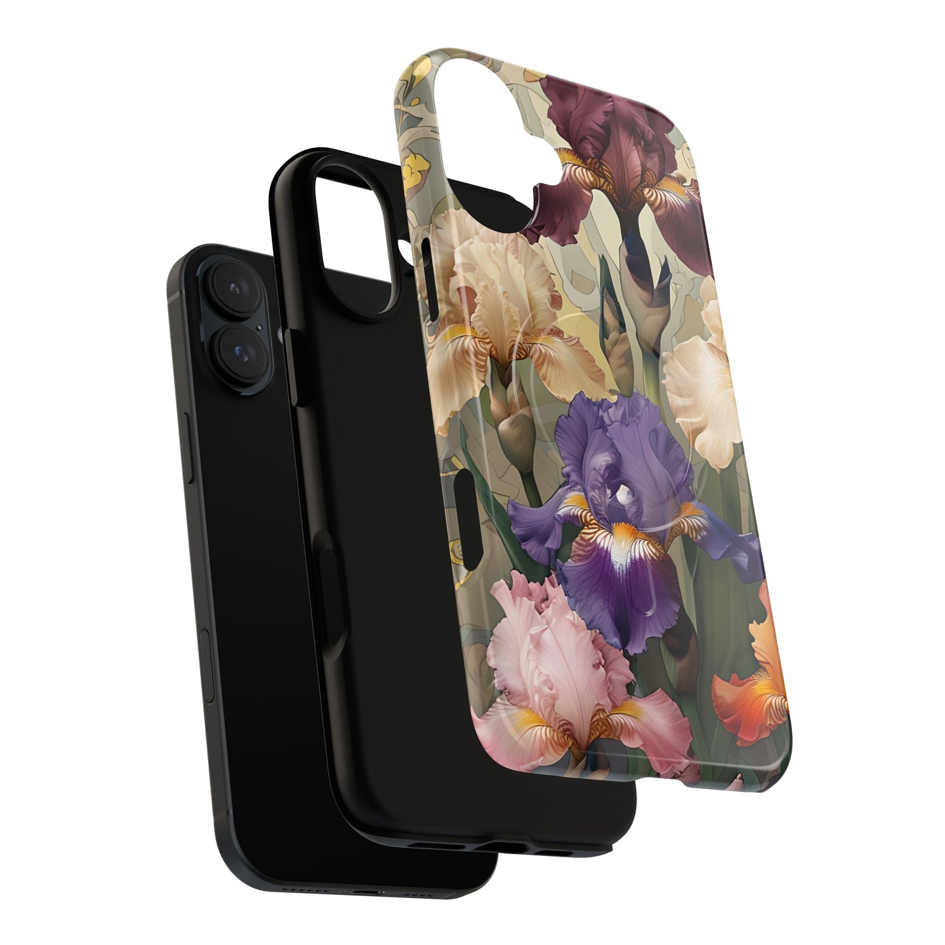 Iris Reverie - Elegant Painterly - iPhone 16 Plus - MagSafe Compatible - Artistic Purple & Cream Iris Design