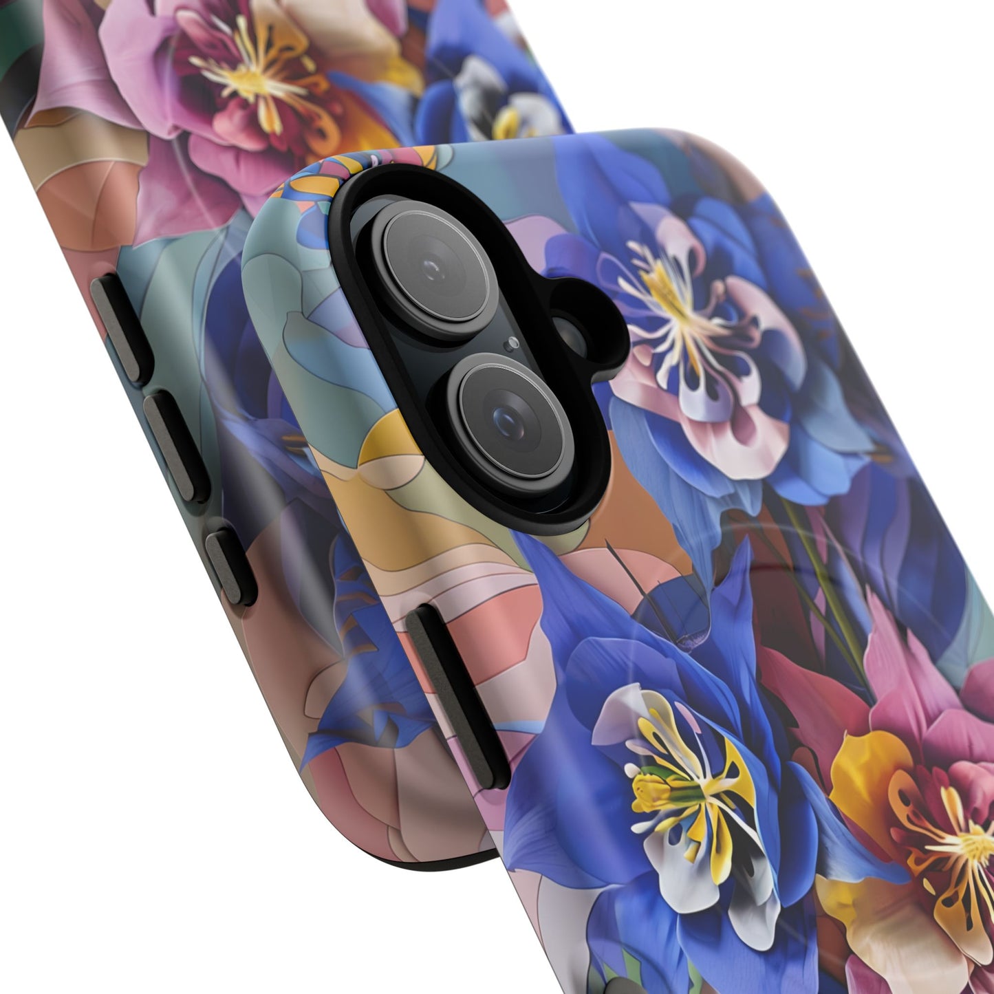 Blue Columbine Carnivale - Artistic Floral & Butterfly iPhone MagSafe Phone Case - Vibrant Botanical Design