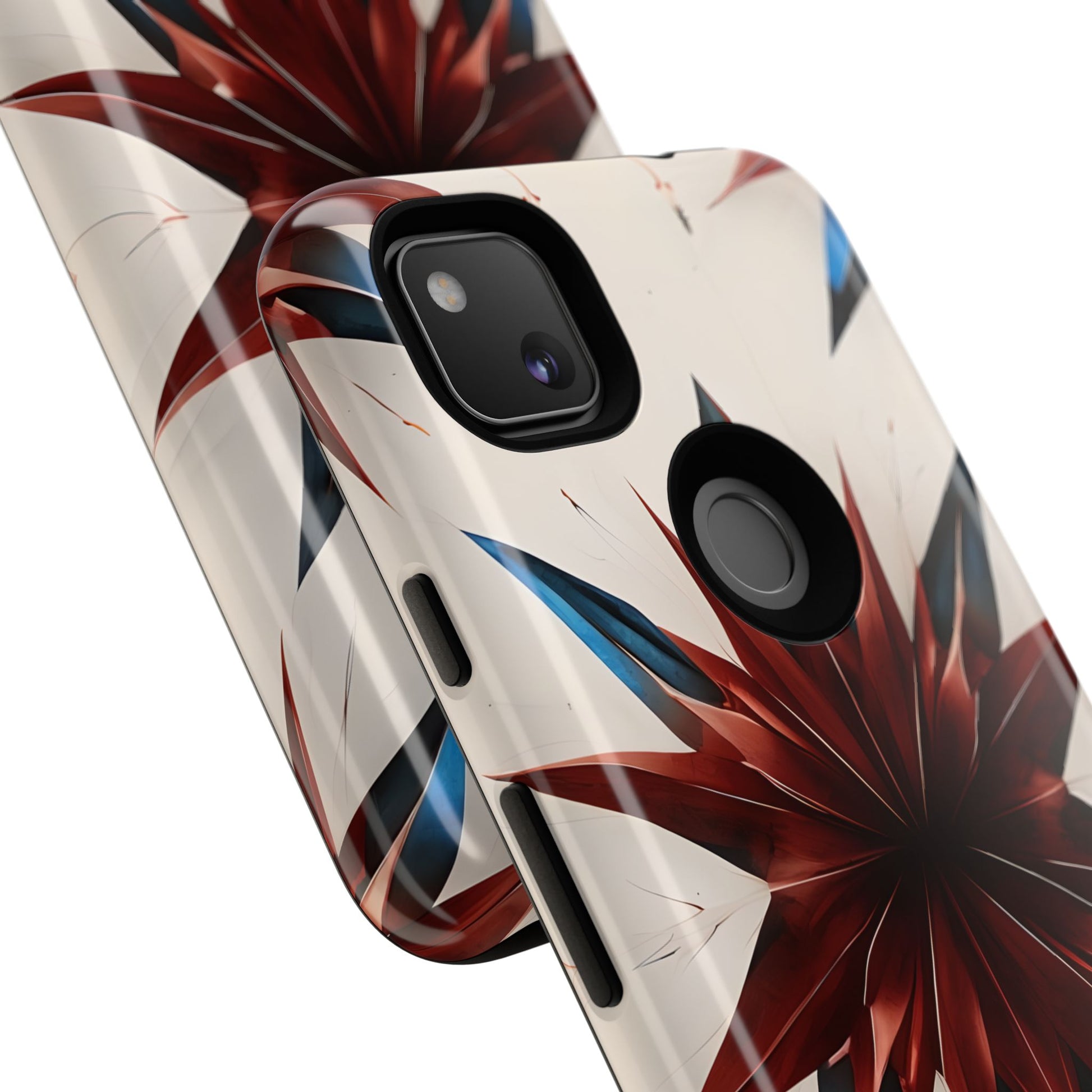 Garnet Starburst - Kaleidoscope Collection Gemstone Floral - Google Pixel 4a Tough Phone Case - Floral Burst Design