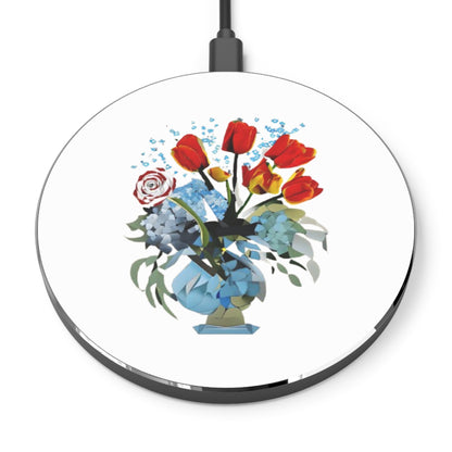 Bouquet Brilliance floral bouquet decorative Qi wireless charger with colorful flowers in vase illustration