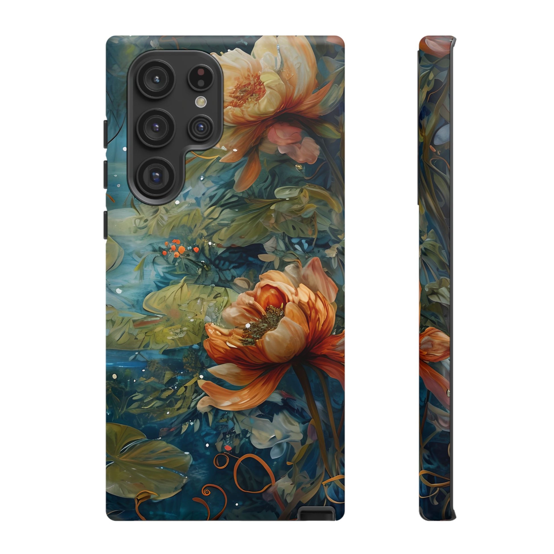 Waterlily Nocturne Samsung Galaxy S22 Ultra Case - Artistic Mountain Lake Design, Nature-Inspired Protective Cover, Elegant Gift for Outdoor Lovers