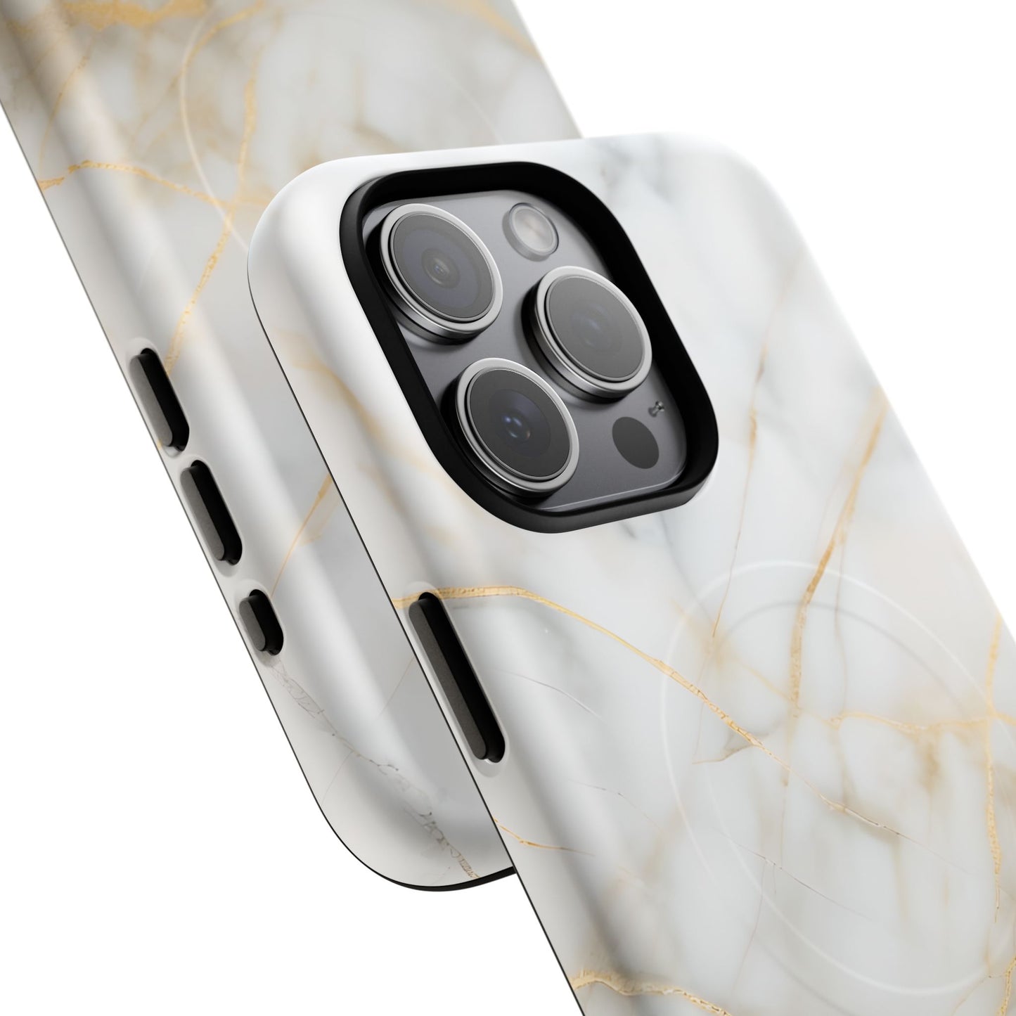 Golden Vein iPhone MagSafe Phone Case -White Neutral Marble Design