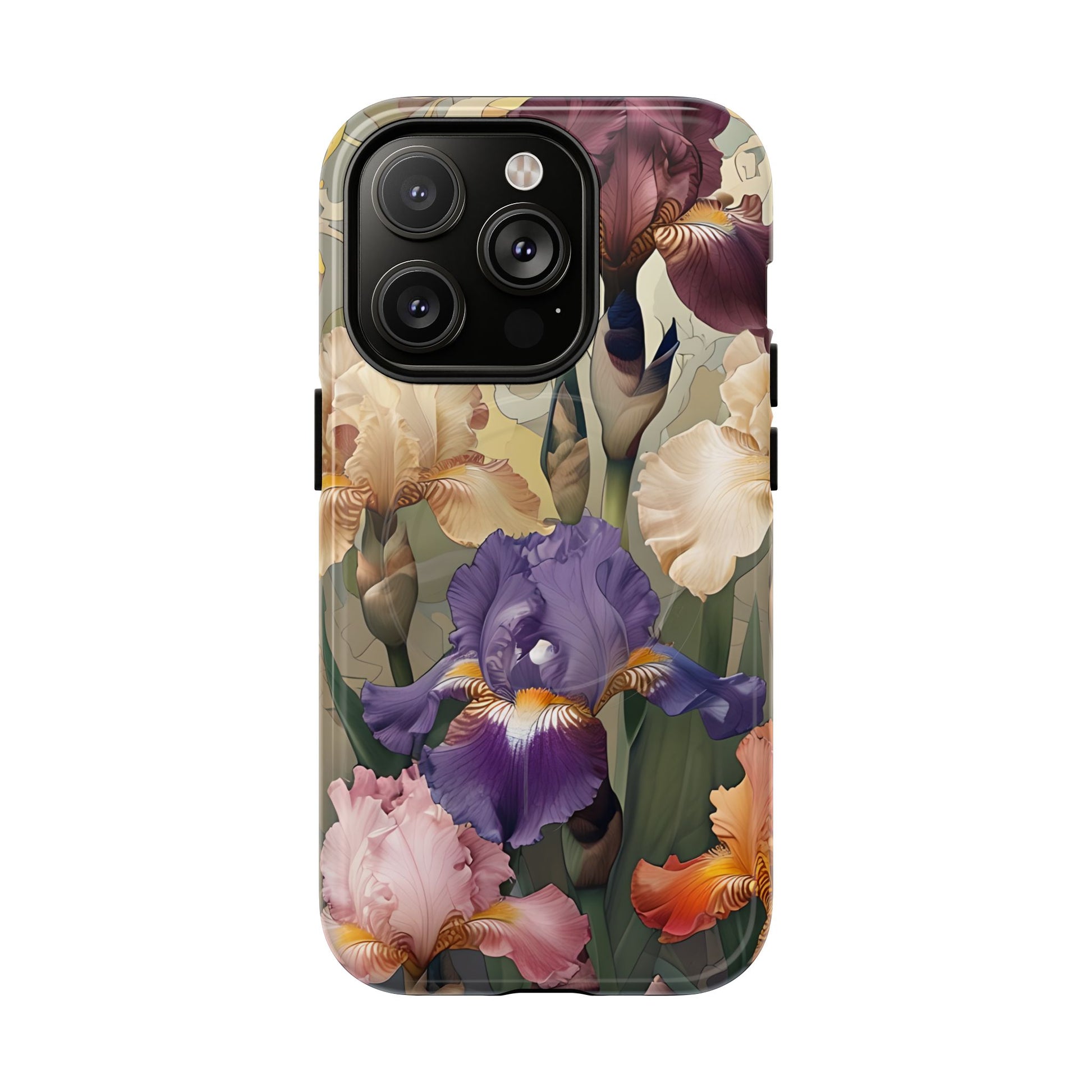 Iris Reverie - Elegant Painterly - iPhone 14 Pro - MagSafe Compatible - Artistic Purple & Cream Iris Design