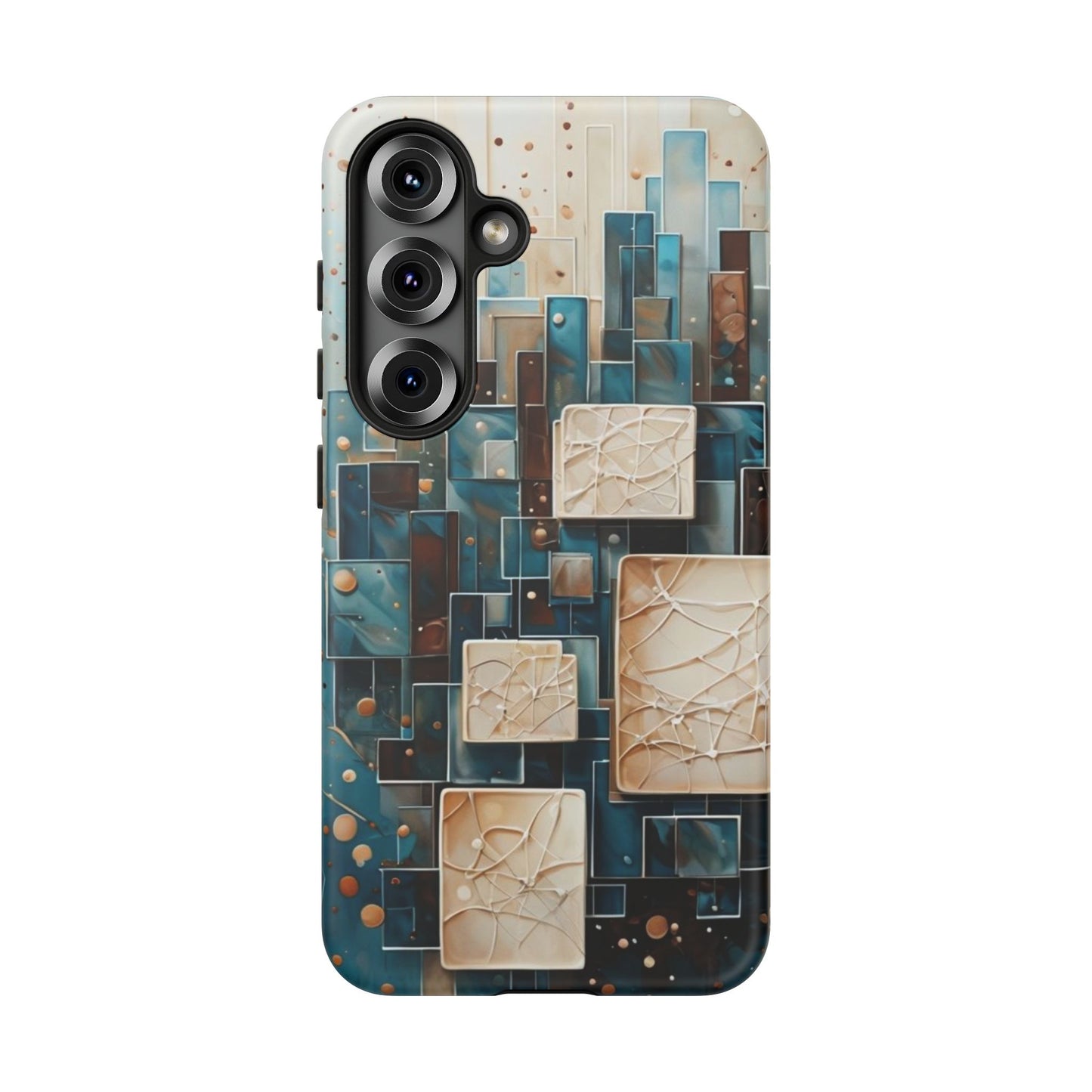 Architectural Drift Samsung Galaxy Case - Modern Geometric Teal & Parchment Design
