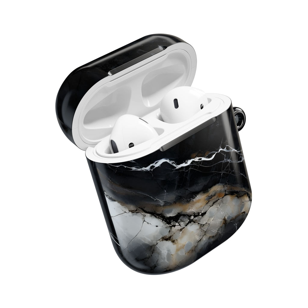 Obsidian Vein AirPod Case - Black Marble Earbud Cover for Gen 1, 2, 3, Pro Gen 1 & 2