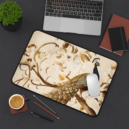 Golden Plumage Desk Mat - Premium Office Desk Pad, 3 Sizes Available, Artistic Workspace Protection