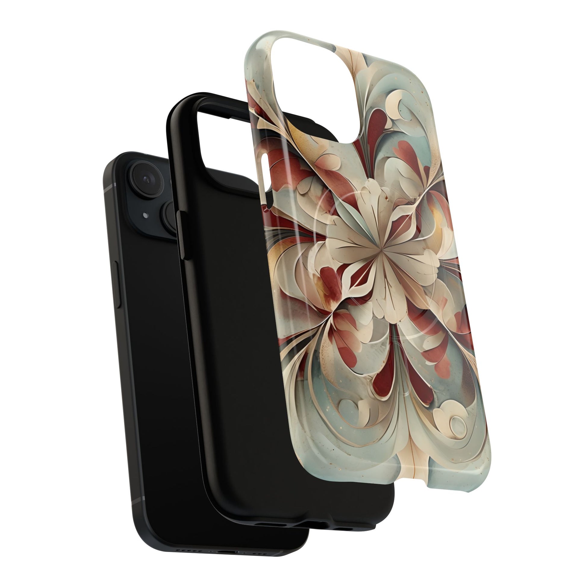 Vintage Baroque Blossom - Ornate Floral Art iPhone 15 MagSafe Phone Case - Elegant Baroque-Inspired Design