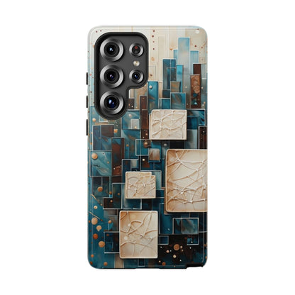 Architectural Drift Samsung Galaxy Case - Modern Geometric Teal & Parchment Design