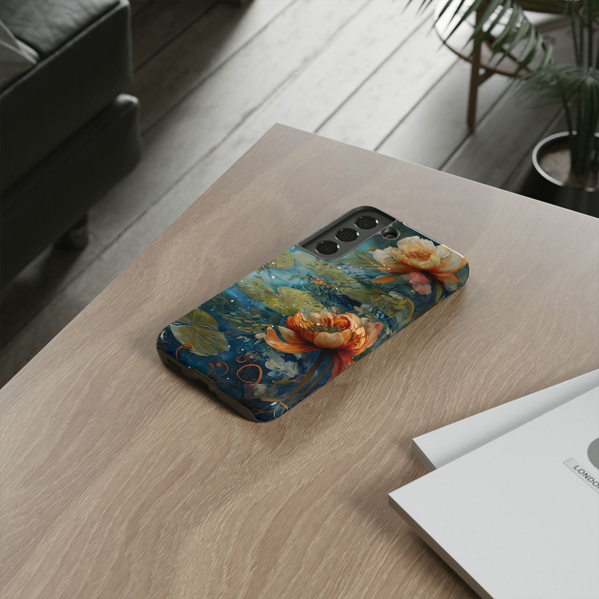 Waterlily Nocturne Samsung Galaxy S22 Case - Artistic Mountain Lake Design, Nature-Inspired Protective Cover, Elegant Gift for Outdoor Lovers