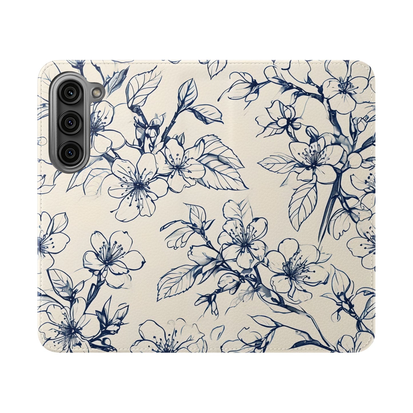 Blossom Sketch - Minimalist Floral Flip Phone Case for Samsung Galaxy