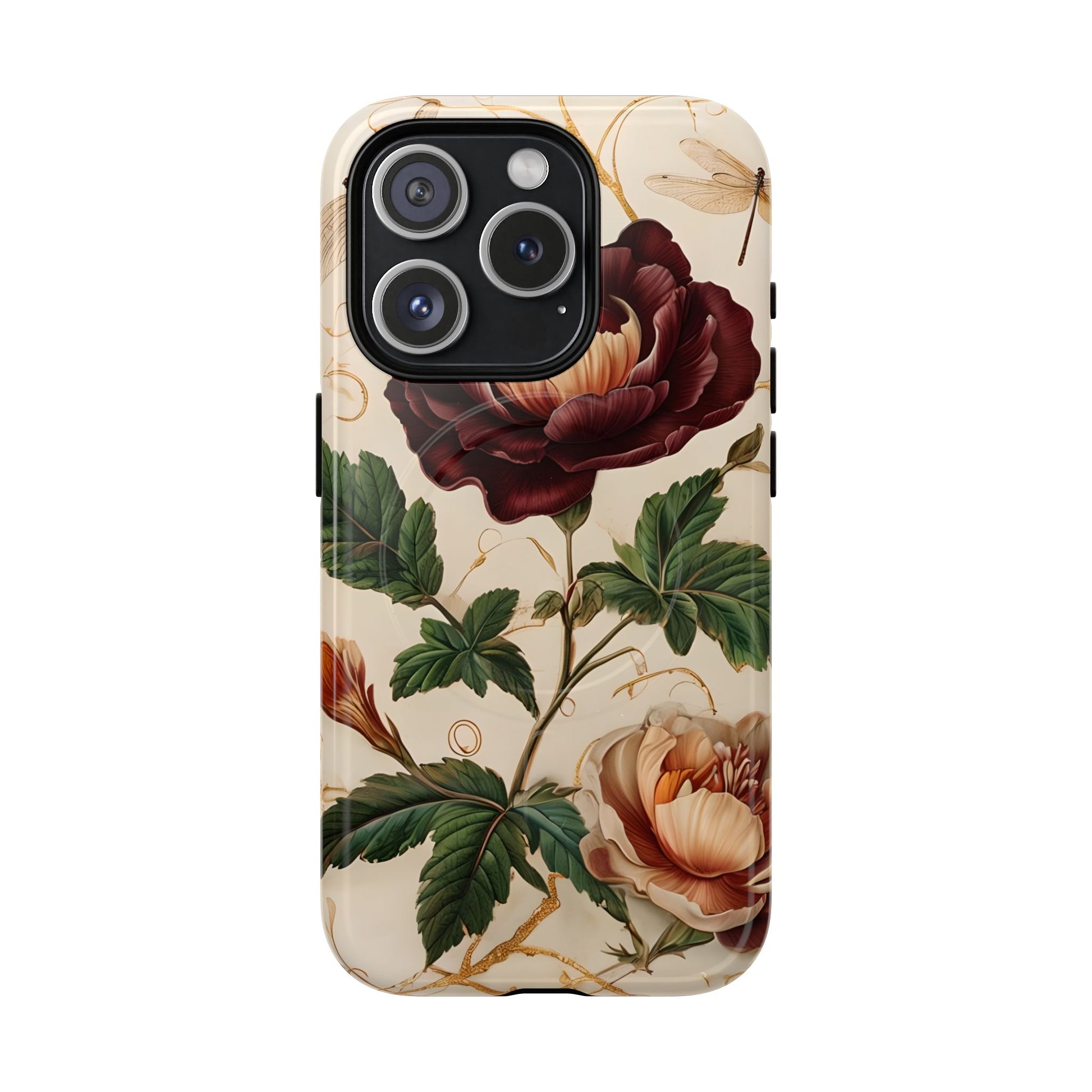 Vintage Burgundy Rose - Elegant Floral iPhone 15 Pro Phone Case - Classic Painterly Rose Design