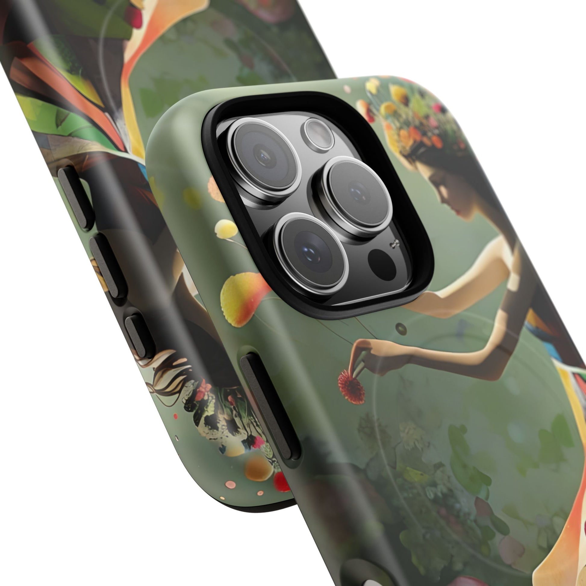 Dancing Wildflower Muse iPhone 16 Pro- Artistic Floral Fantasy Cover - MagSafe Compatible - Whimsical Nature-Inspired Protective Accessory