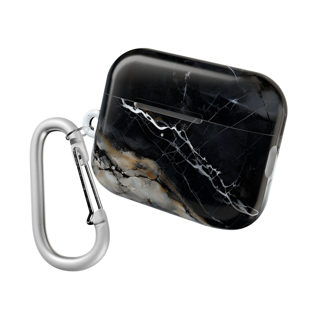 Obsidian Vein AirPod Case - Black Marble Earbud Cover for Gen 1, 2, 3, Pro Gen 1 & 2