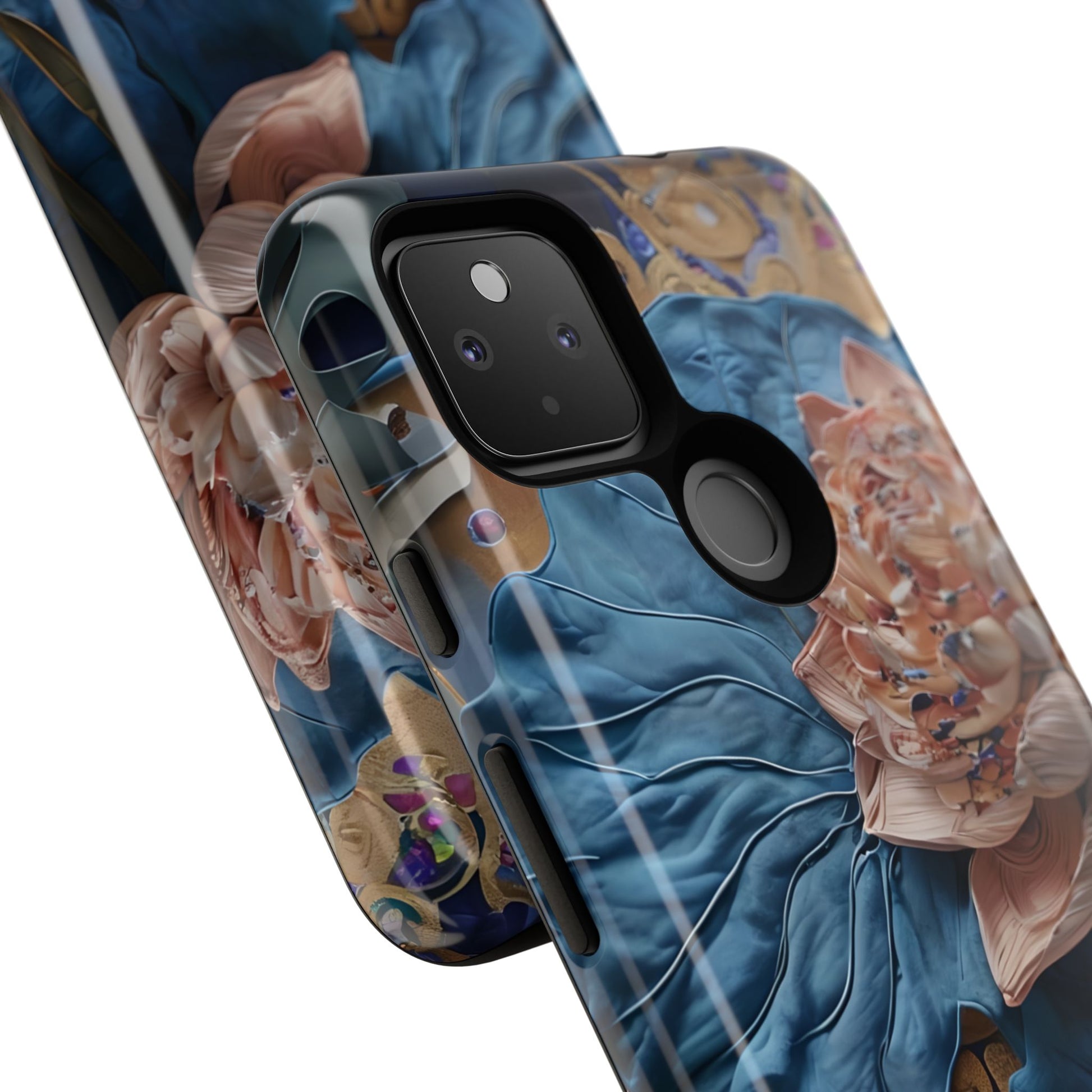 Peony Midnight Tapestry - Google Pixel 4a 5G - Elegant Blue & Blush Artful Phone Cover
