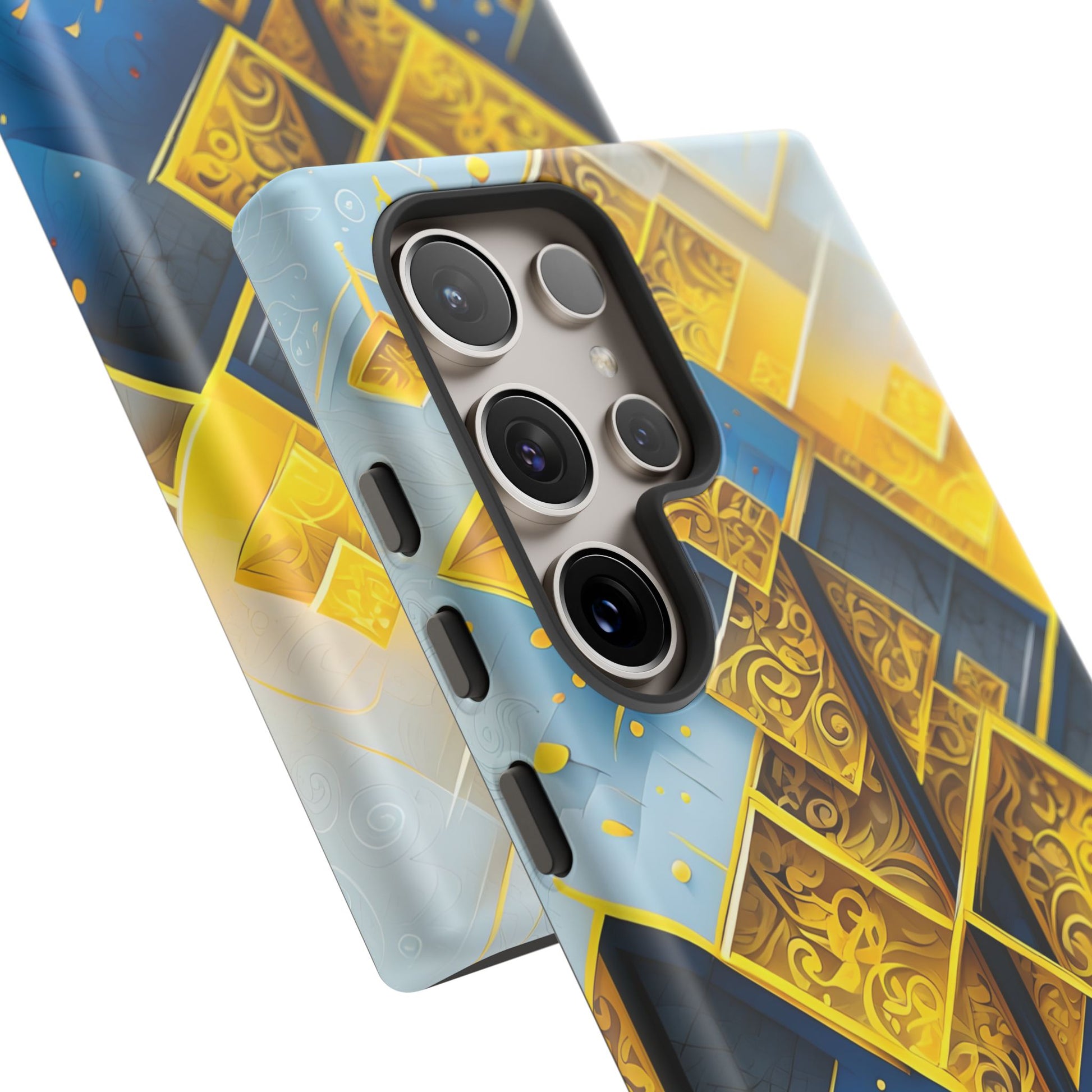 Golden Ascent Luxe Geometric Samsung Galaxy S24 Ultra Tough Case - Elegant Abstract Gold Design