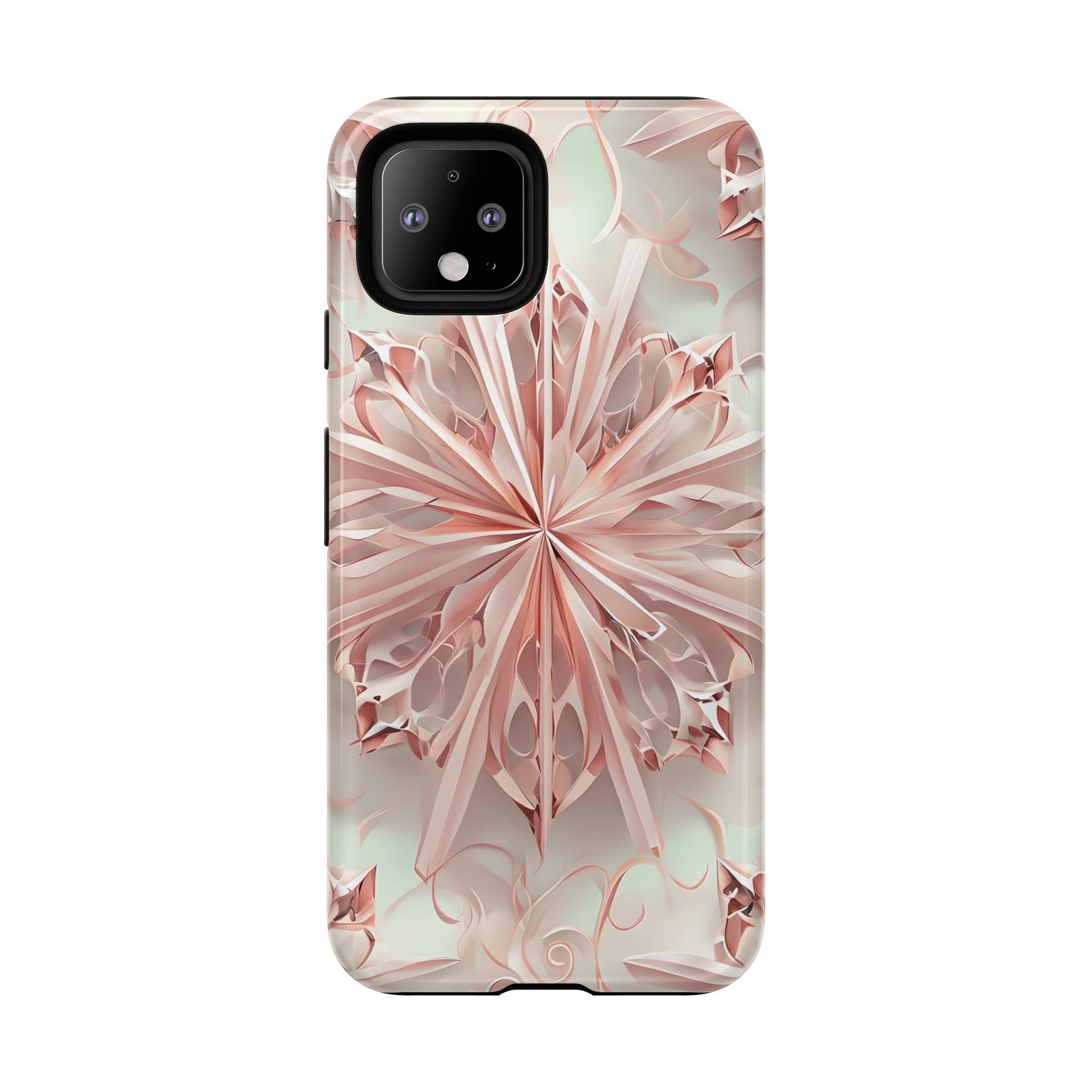 Blush Frost from our Kaleidoscope Collection - Google Pixel 4 tough case - Soft Pink Geometric Floral Design