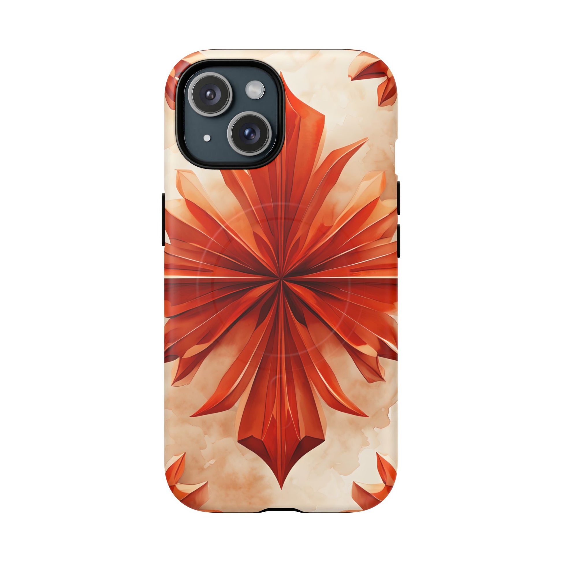 Sunset Fleur iPhone 15 - Kaleidoscope Collection of MagSafe Compatible - Vibrant Sunset Flower Design