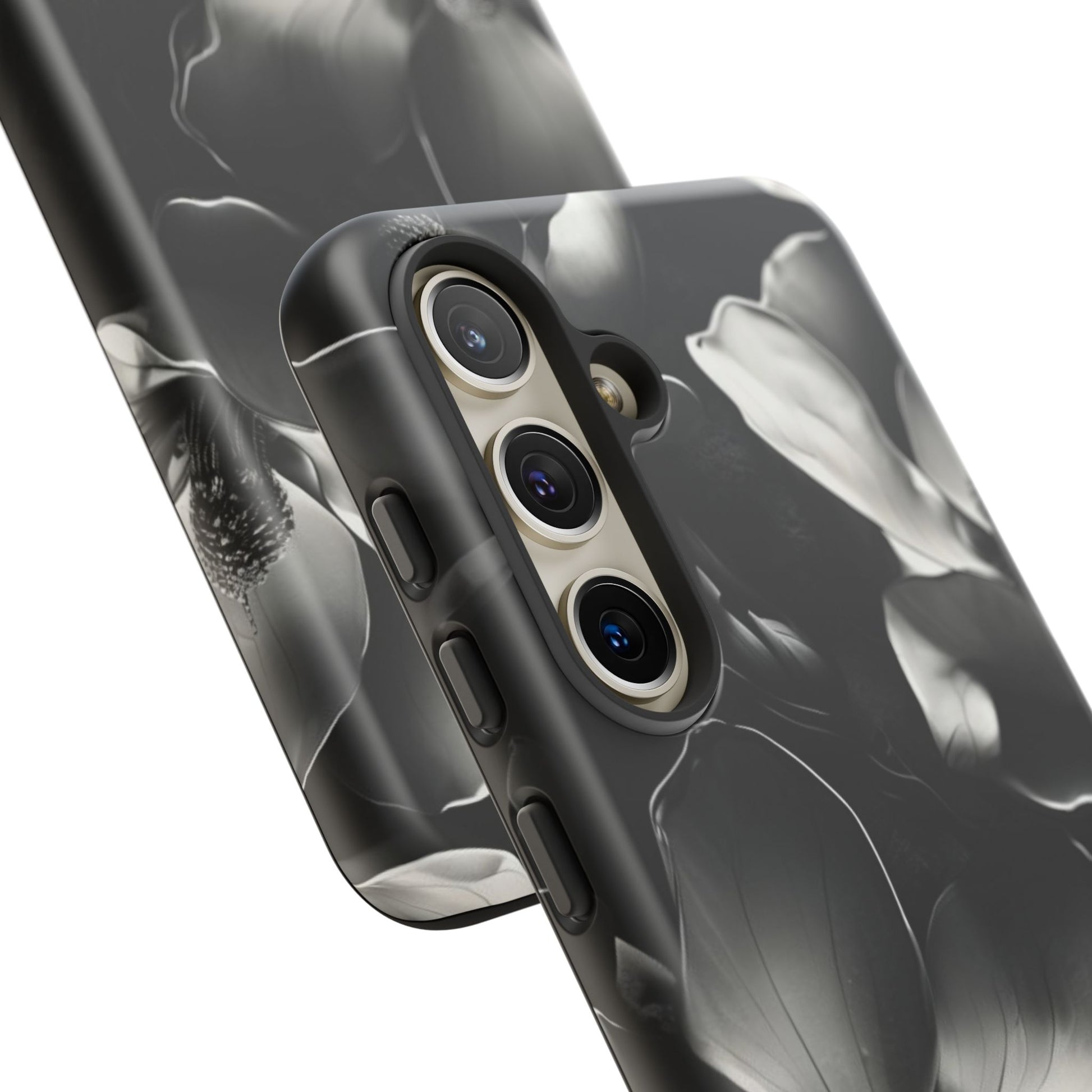 Monochrome Magnolia - Elegant Black & White Floral Samsung Galaxy S24 Tough Phone Case - Artistic Magnolia Design