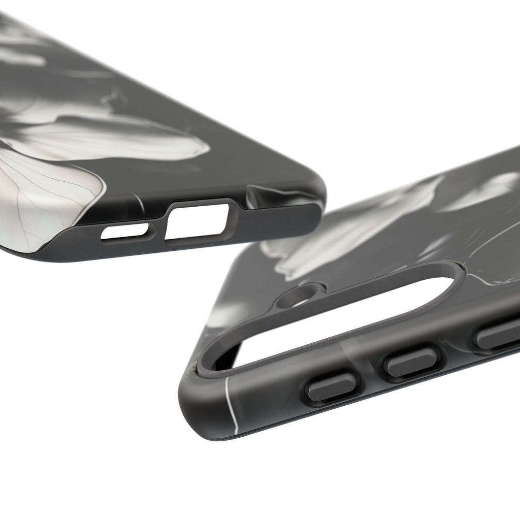 Monochrome Magnolia - Elegant Black & White Floral Samsung Galaxy S25 Tough Phone Case - Artistic Magnolia Design