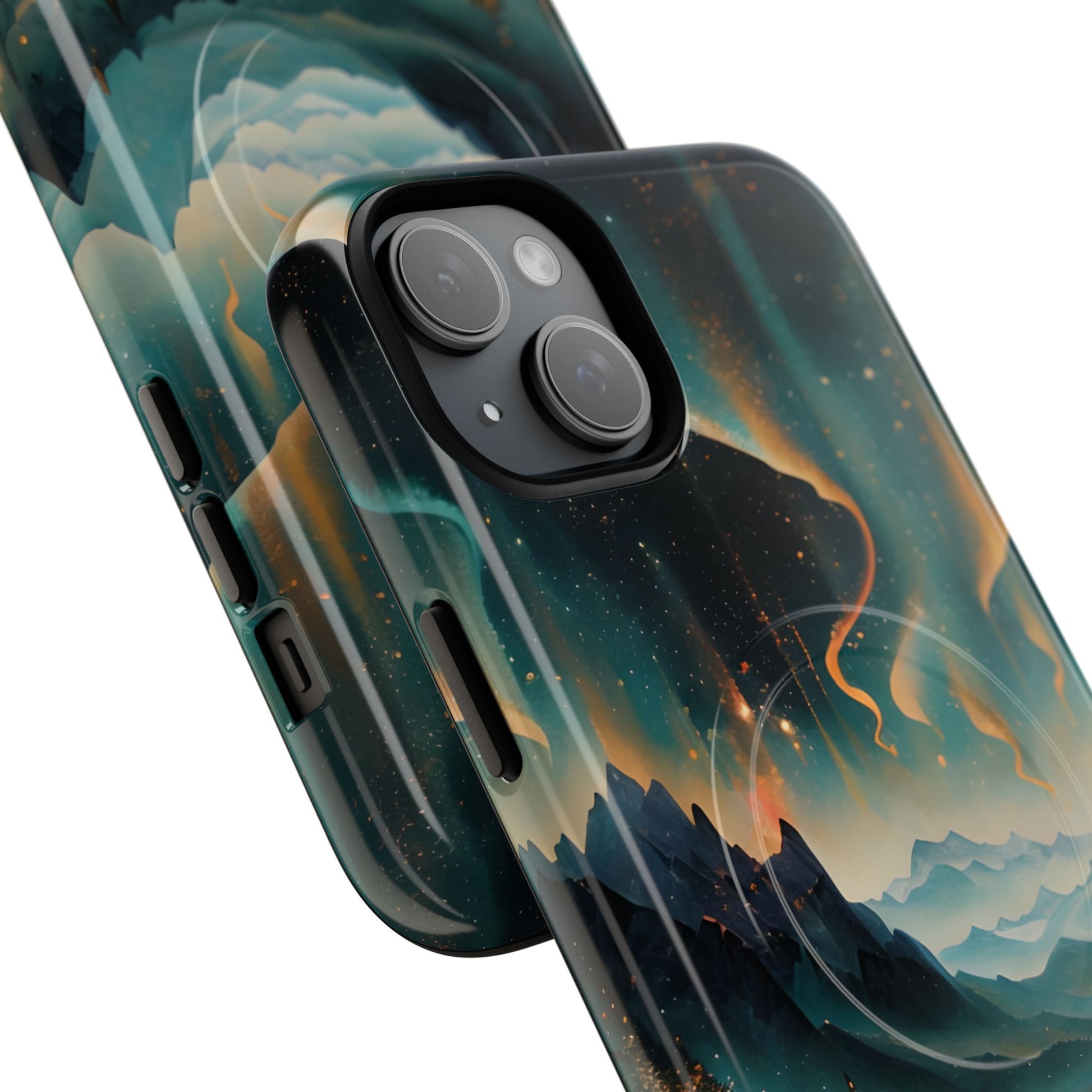 Aurora Dreamscape iPhone 15 Plus Max Case – Northern Lights Art, MagSafe Compatible, Tough Shockproof Cover