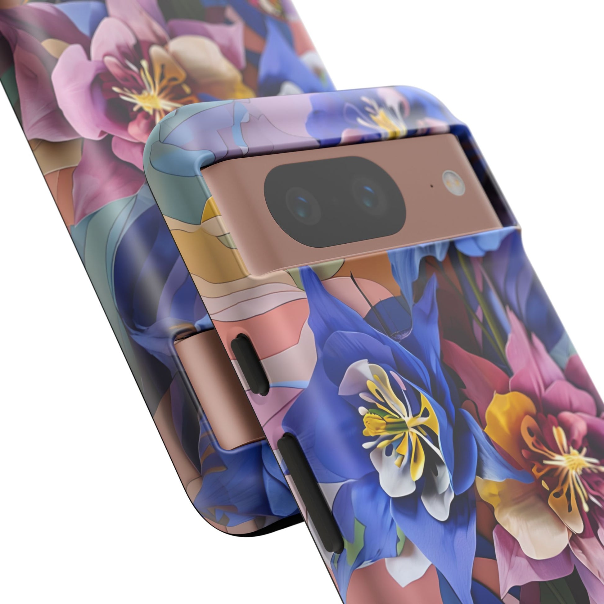 Blue Columbine Carnivale - Artistic Floral & Butterfly Google Pixel 8 Tough Phone Case - Vibrant Botanical Design