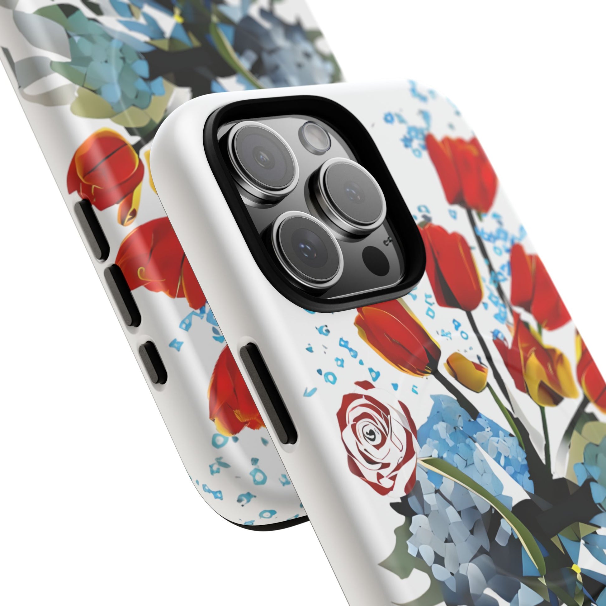 Bouquet Brilliance - Artistic Floral iPhone 16 Pro Max MagSafe Phone Case - Vibrant Tulip, Rose & Hydrangea Design