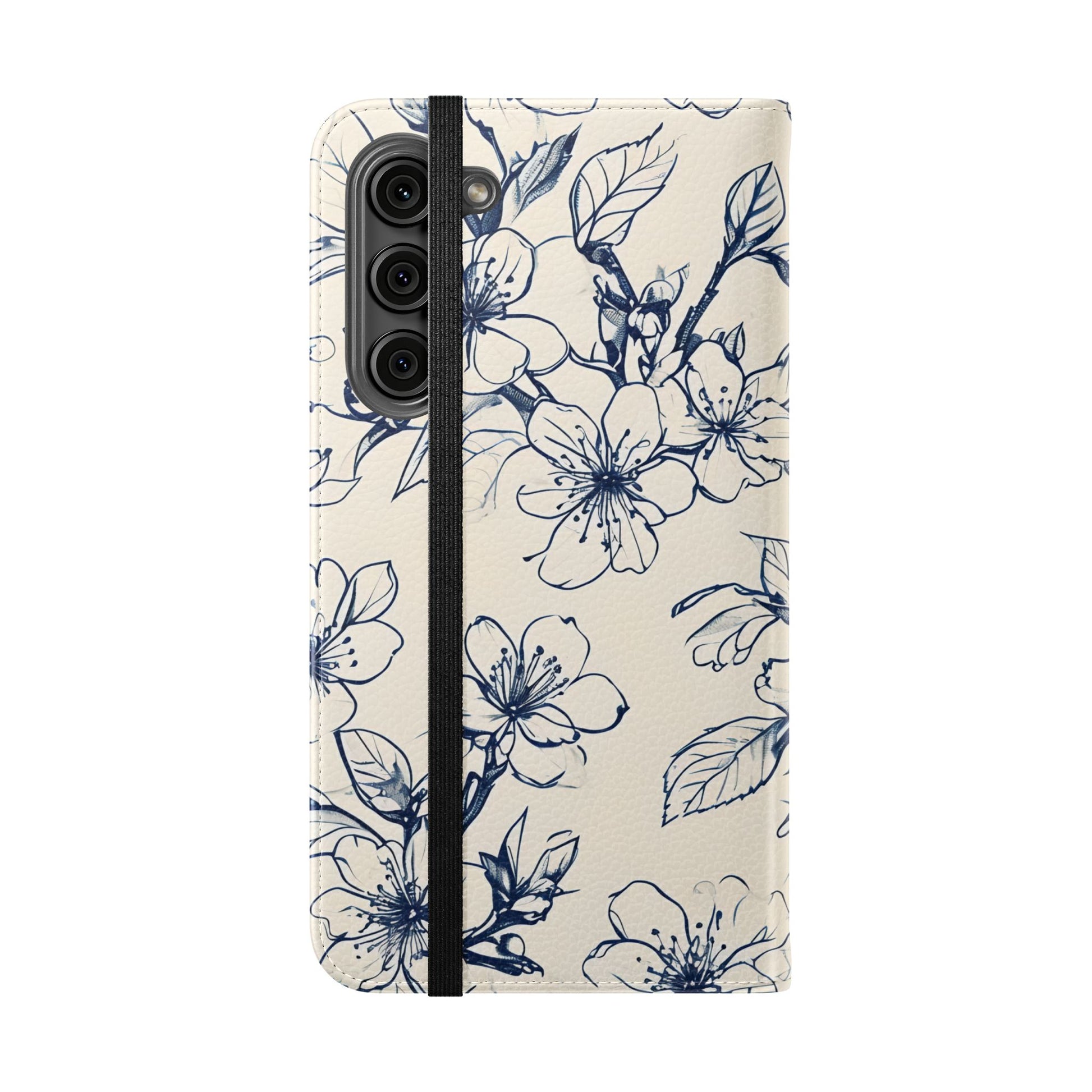Blossom Sketch - Minimalist Floral Flip Phone Case for Samsung Galaxy S23 Plus
