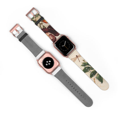 Vintage Burgundy Rose Designer Apple Watch Band - Premium Custom Strap for Series 1-9, SE & Ultra - Artistic Vegan Leather