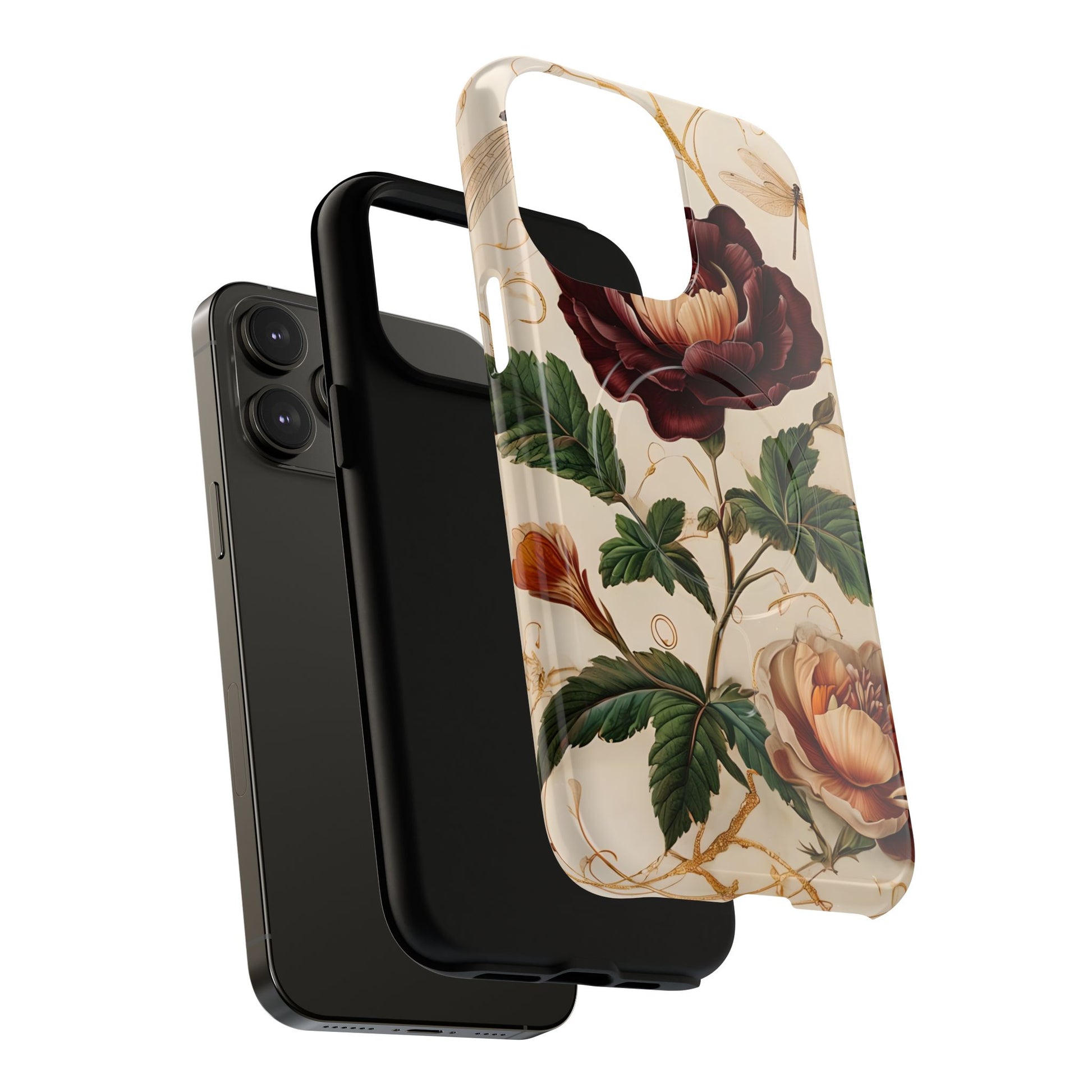 Vintage Burgundy Rose - Elegant Floral iPhone 14 Pro Max Phone Case - Classic Painterly Rose Design