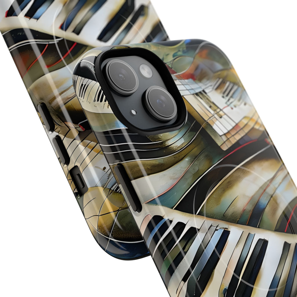 Ivory Cascade Abstract Keyboard Music iPhone 15 Plus MagSafe Case