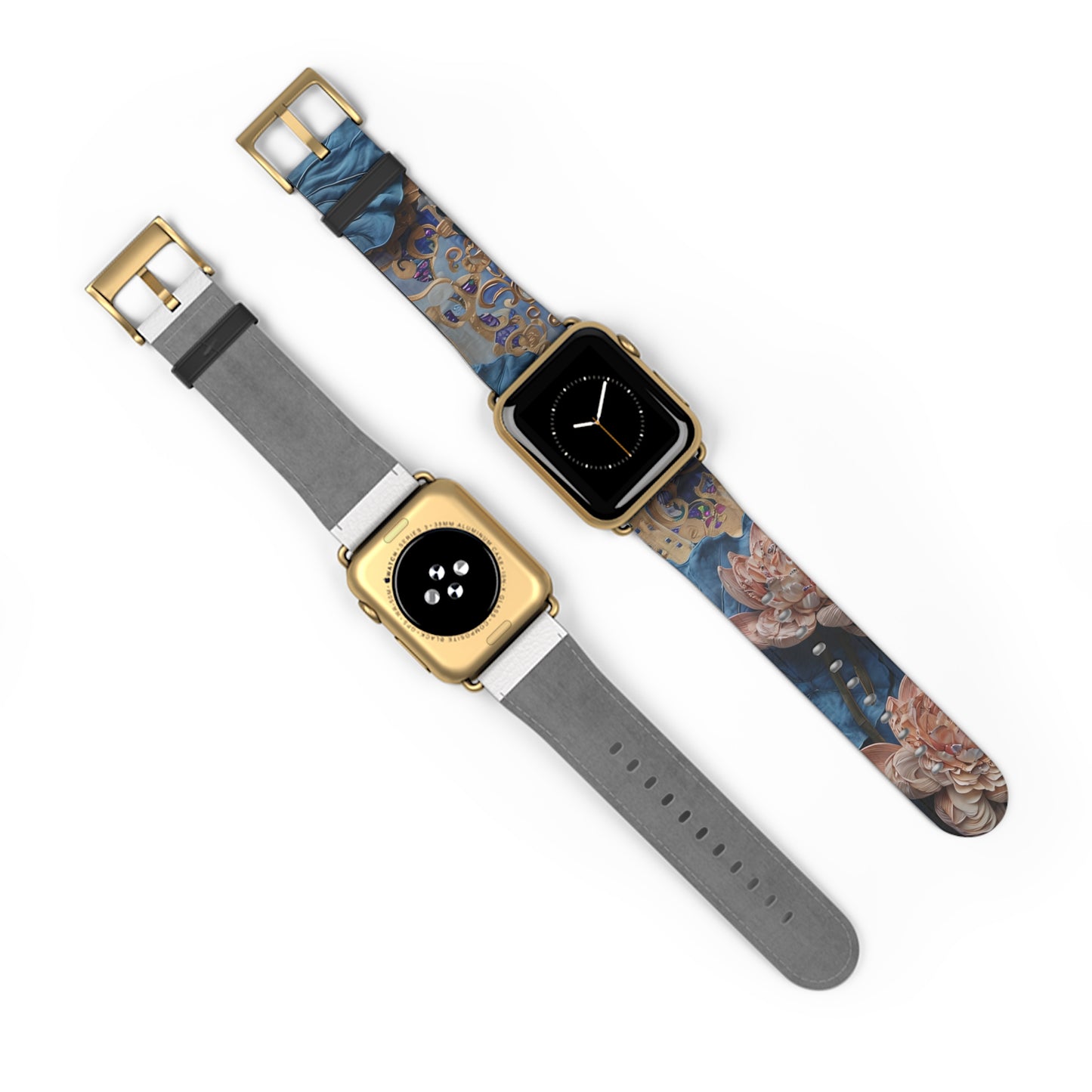 Peony Midnight Tapestry Designer Apple Watch Band - Premium Custom Strap for Series 1-9, SE & Ultra - Artistic Vegan Leather