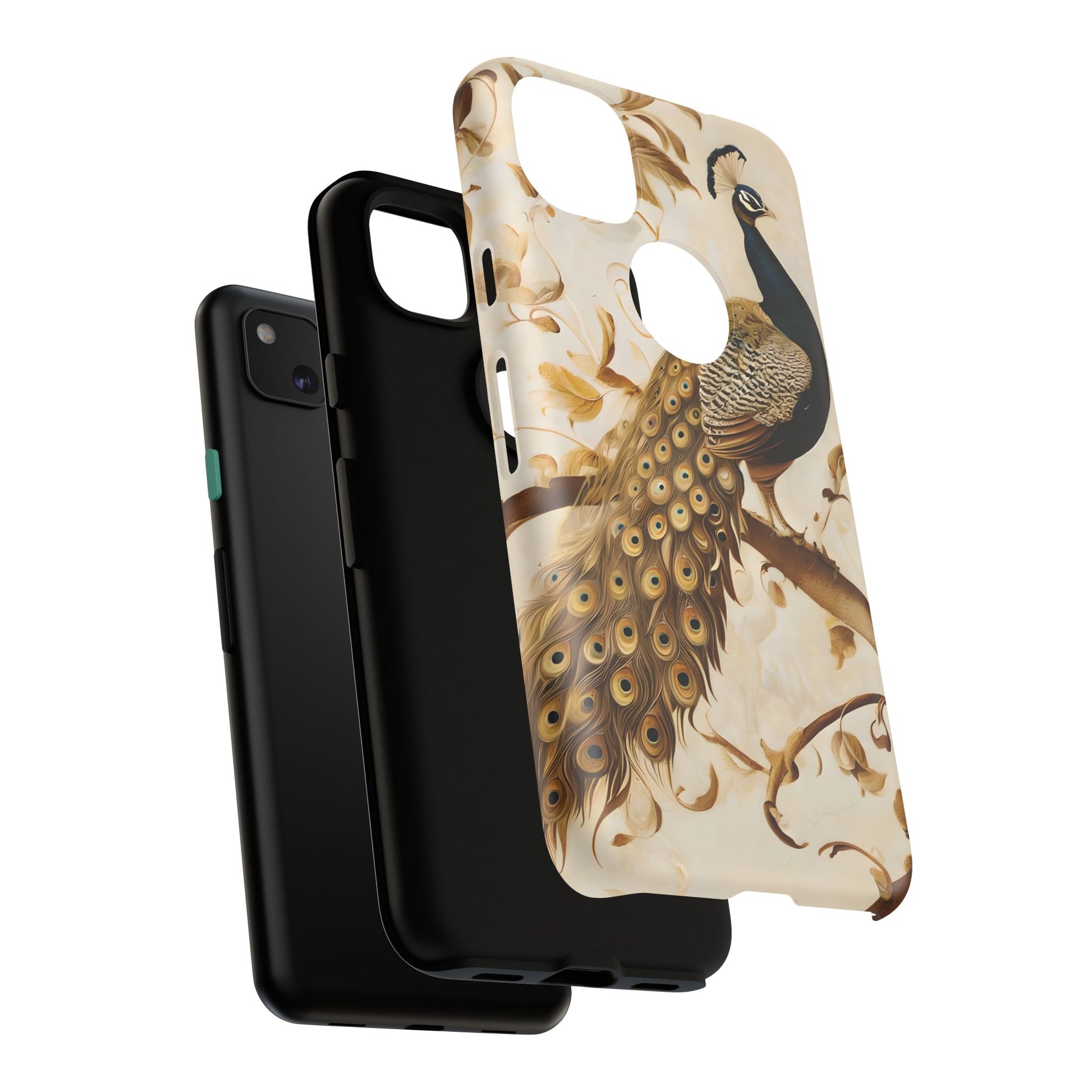 Golden Plumage - Luxe Peacock Art Google Pixel 4a Phone Case - Elegant Gold & Cream Design
