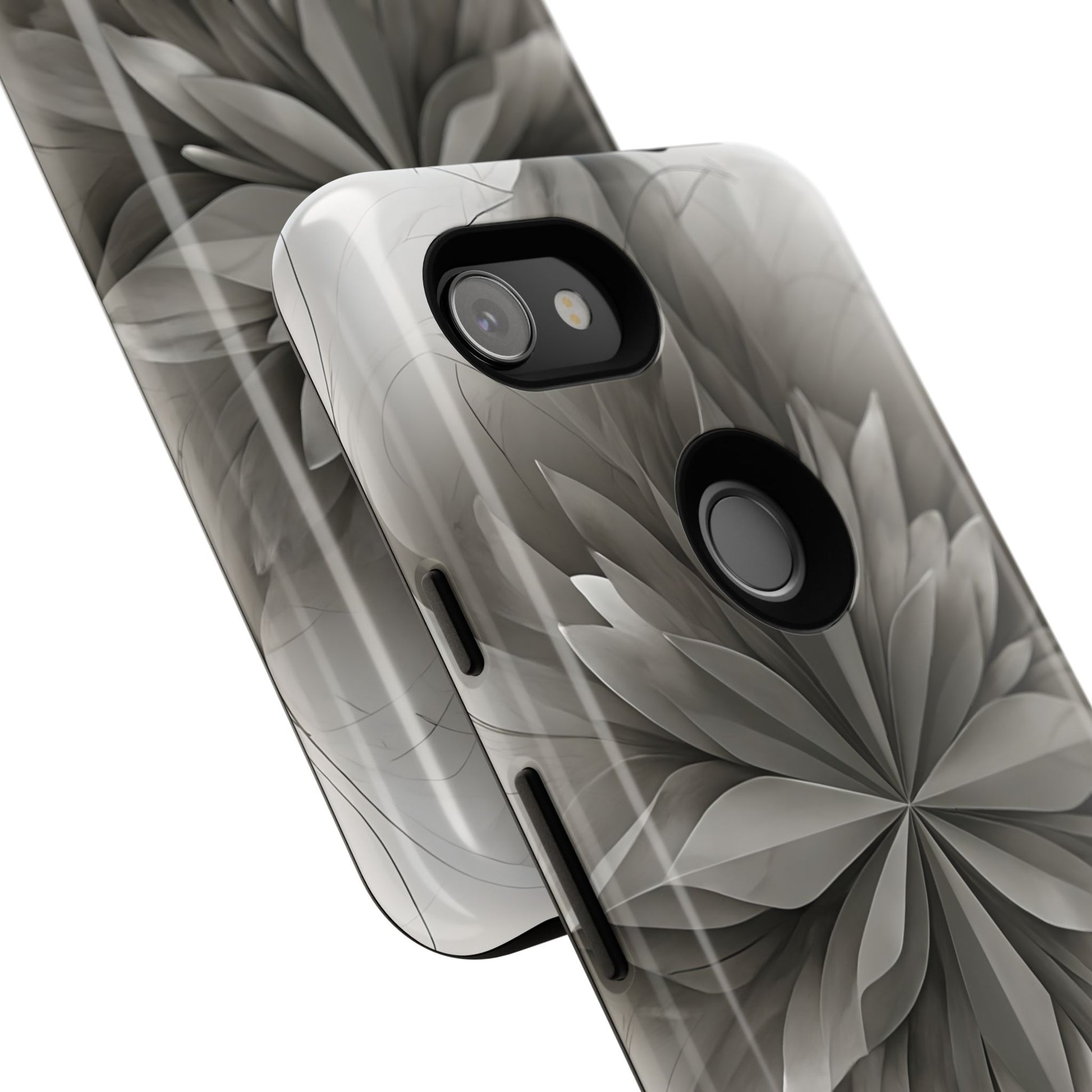 Silver Lotus - Elegant Monochrome Floral Google Pixel 3a Tough Phone Case - Modern Lotus Design
