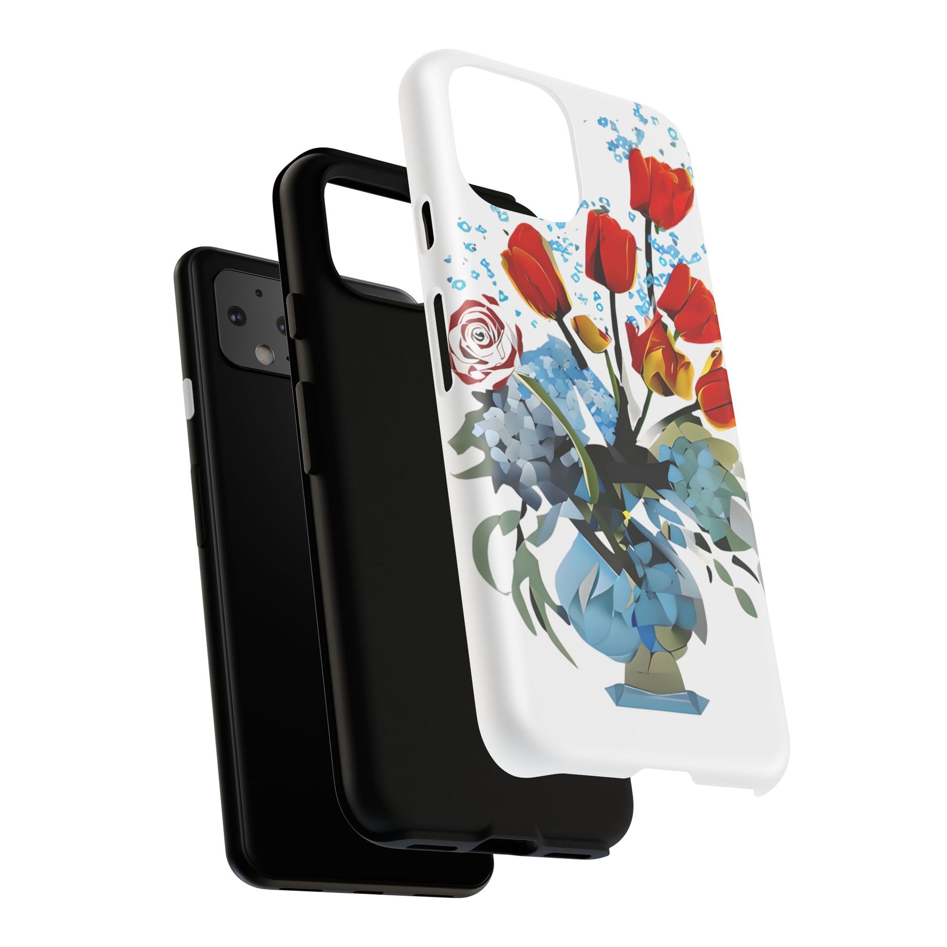 Bouquet Brilliance - Artistic Floral Google Pixel 4 Tough Phone Case - Vibrant Tulip, Rose & Hydrangea Design