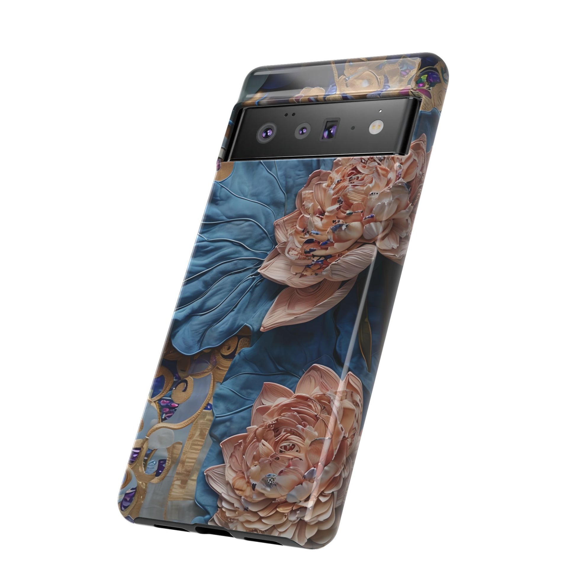 Peony Midnight Tapestry - Google Pixel 6 Pro - Elegant Blue & Blush Artful Phone Cover