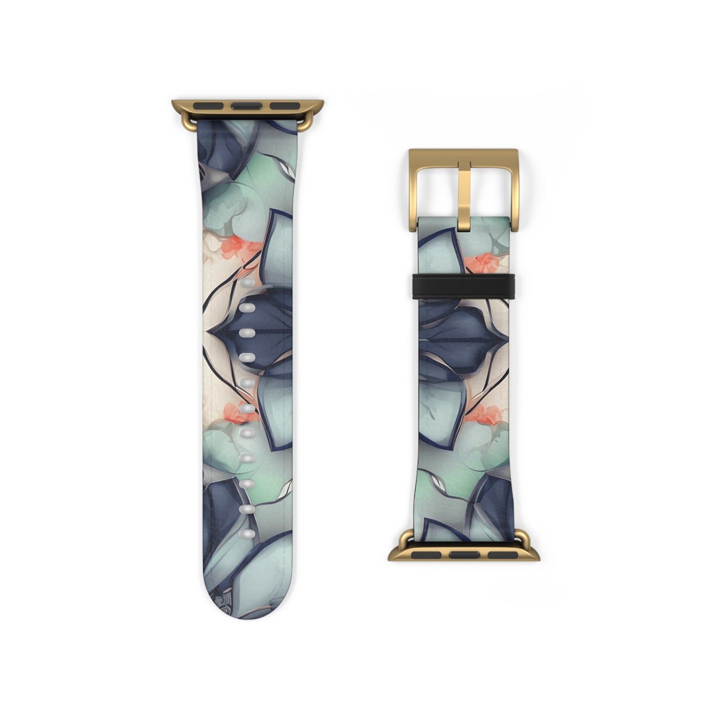 Midnight Mosaic Apple Watch band strap with gold clasp featuring elegant midnight mosaic pattern with cool blue accents