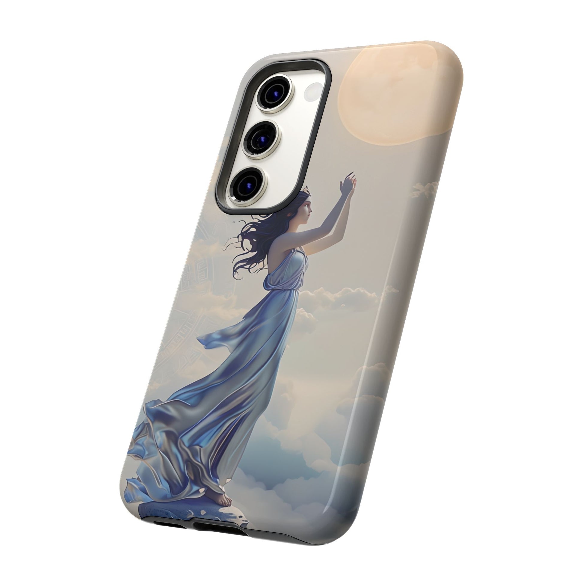 Moonlit Ascend - Ethereal Celestial Art Samsung Galaxy S23 Tough Phone Case - Dreamy Night Sky & Floating Woman Design