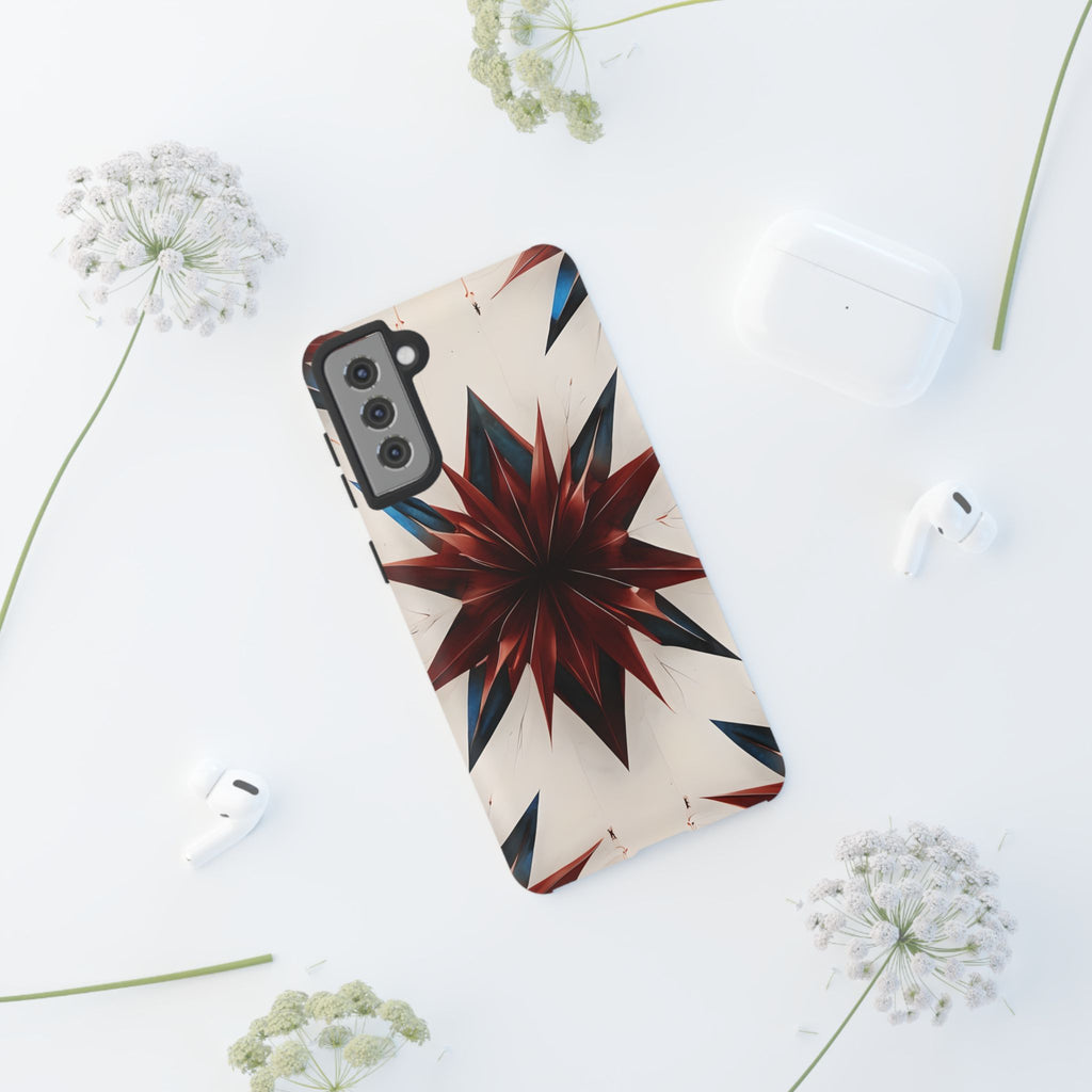 Garnet Starburst - Kaleidoscope Collection Gemstone Floral - Samsung Galaxy S21 Plus Tough Phone Case - Floral Burst Design