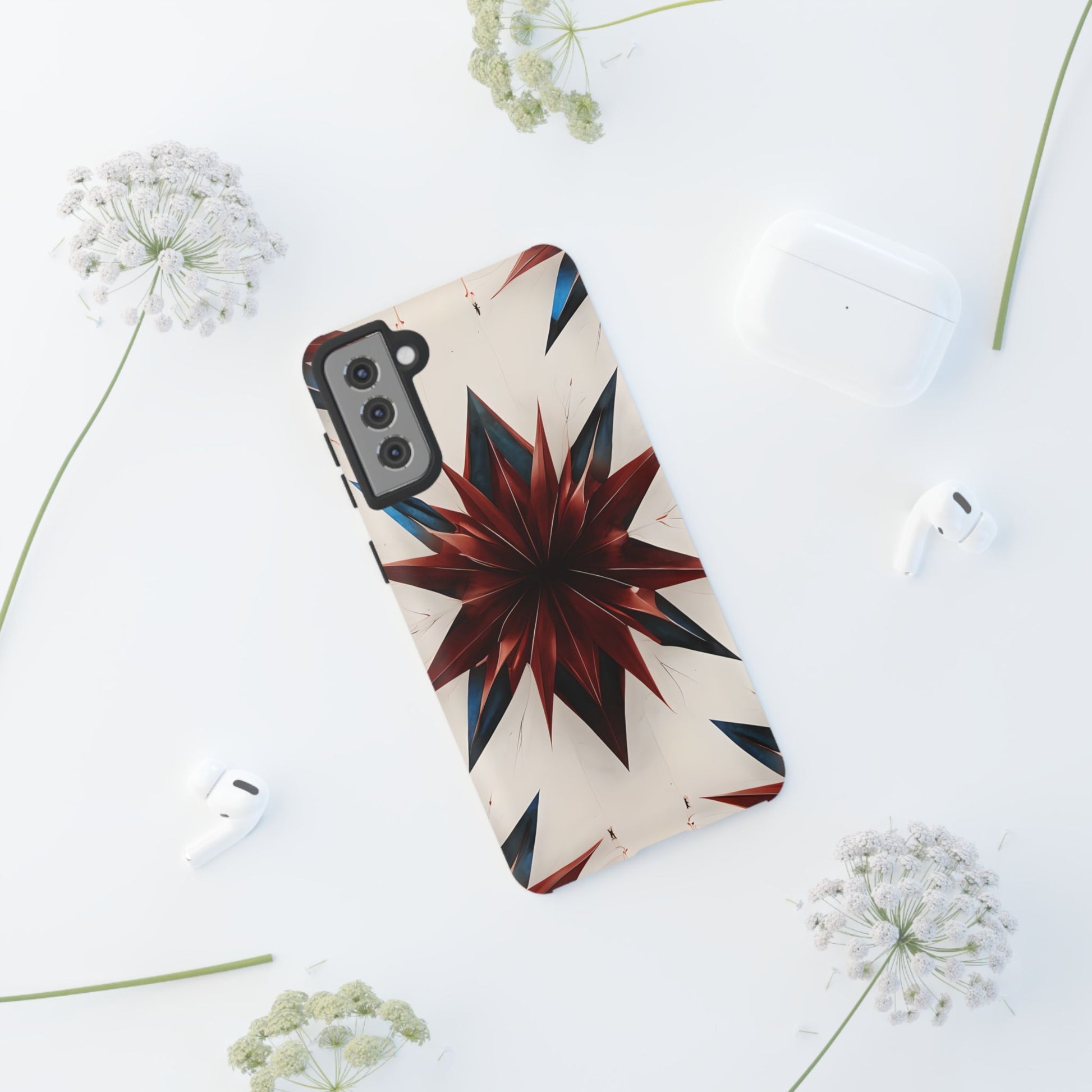 Garnet Starburst - Kaleidoscope Collection Gemstone Floral - Samsung Galaxy S21 Plus Tough Phone Case - Floral Burst Design