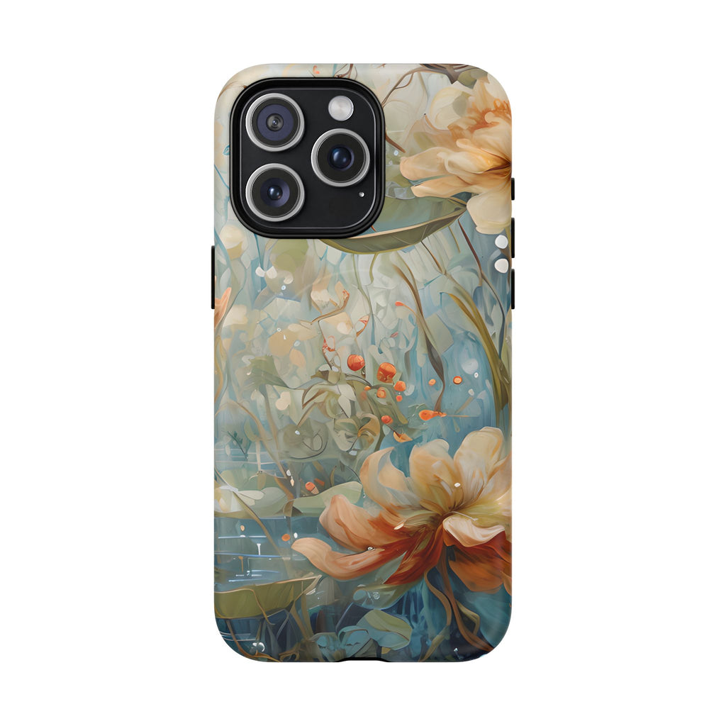 Waterlily Dreamscape - Artistic Floral iPhone 15 Pro Max MagSafe Phone Case -Waterlily & Lotus Design