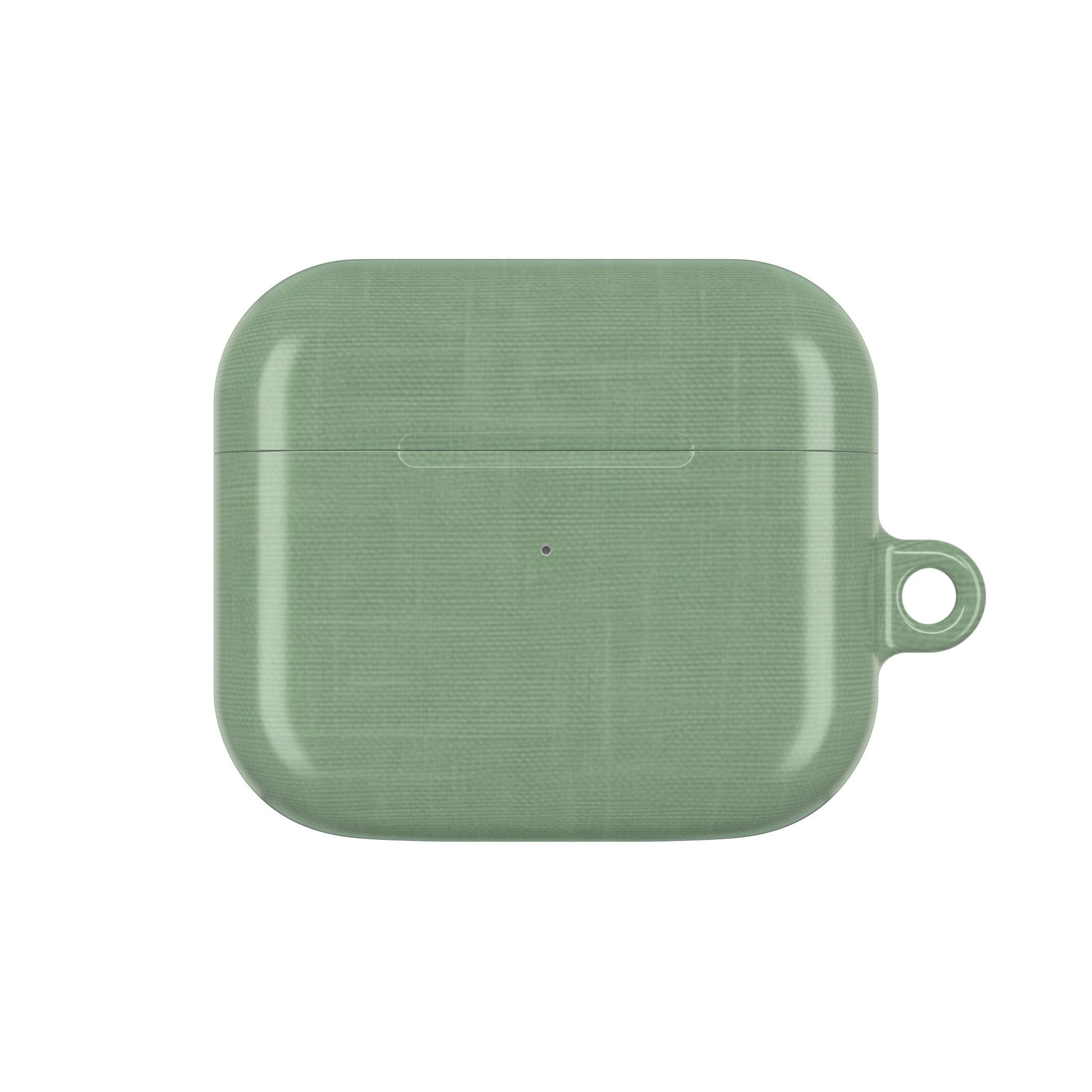 Sage Linen AirPods Case - Minimalist Green Fabric Texture Cover for Gen 1, 2, 3, Pro Gen 1 & 2