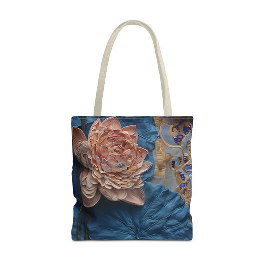 Peony Midnight Tapestry Tote Bag (16x16 & 18x18)- Vintage Inspired Bloom on Rich Canvas Designed Backdrop, Reusable & Eco-Friendly