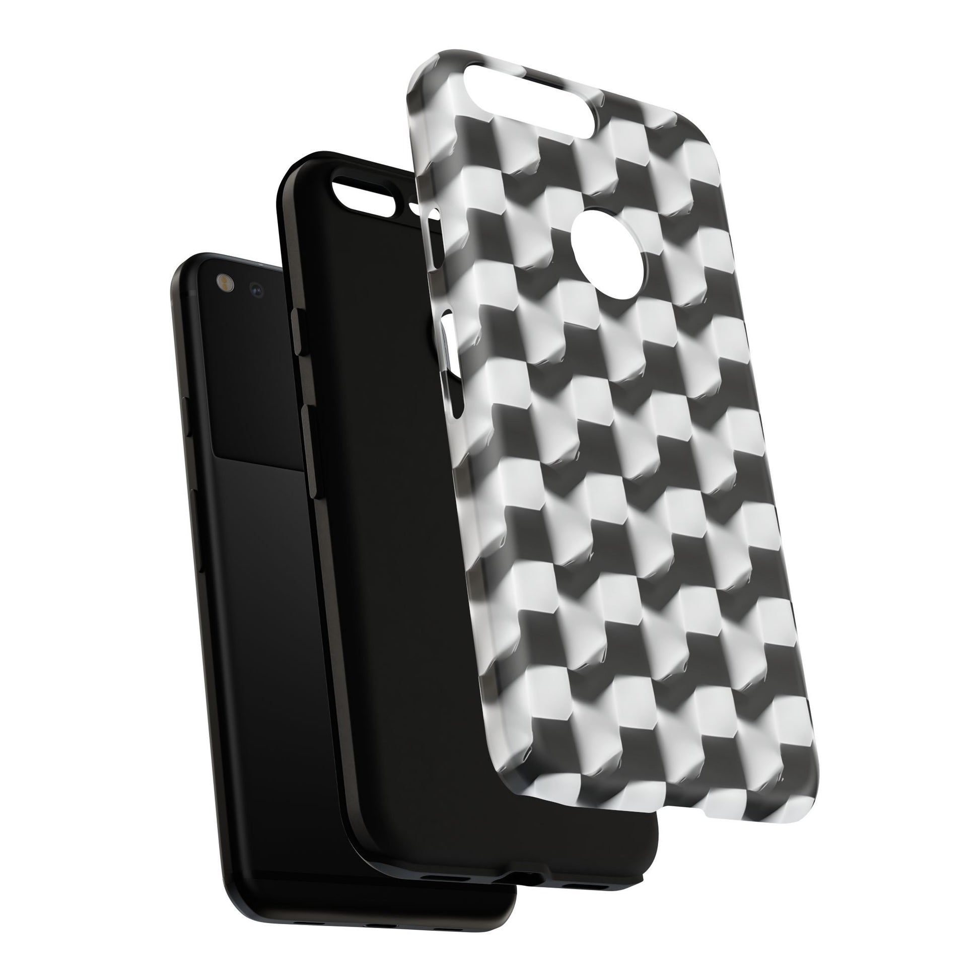 Monochrome Grid Tough Case for Google Pixel XL - Classic Checkerboard, Black & White, Minimalist Trend