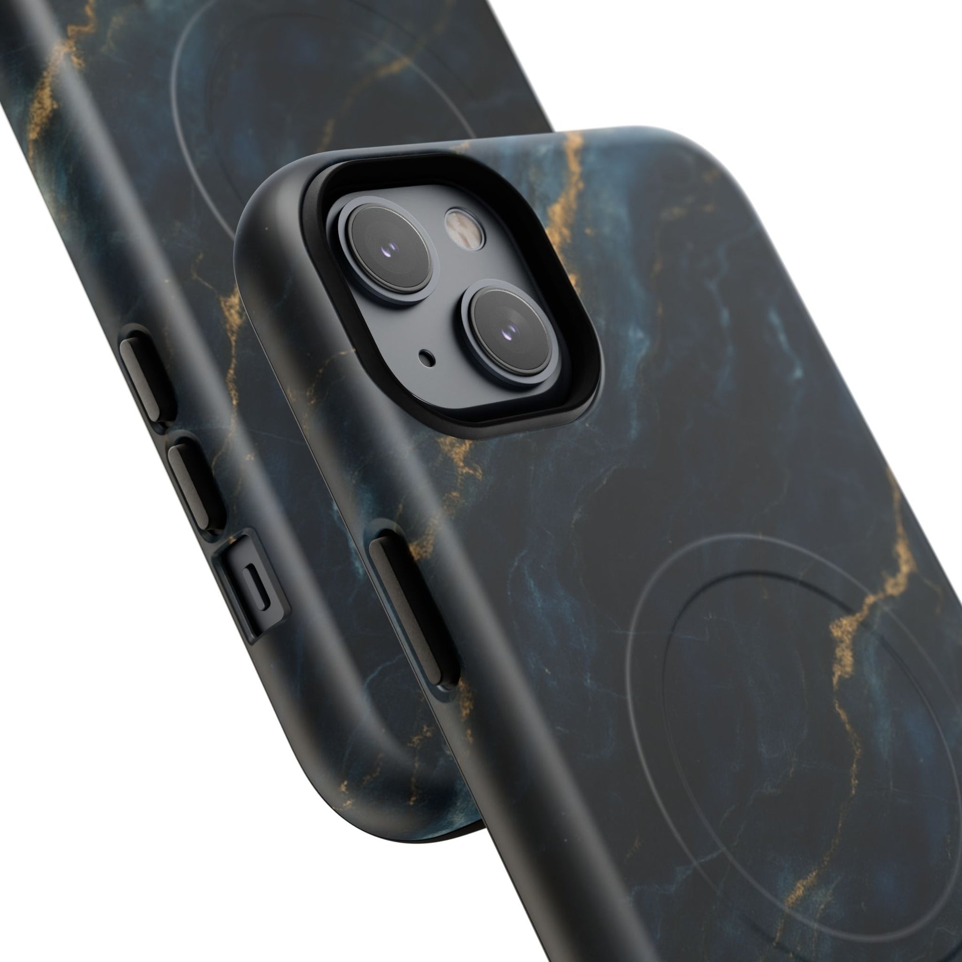 Midnight Marble MagSafe iPhone 14 Plus Case - Deep Blue Marble Design Shockproof Cover