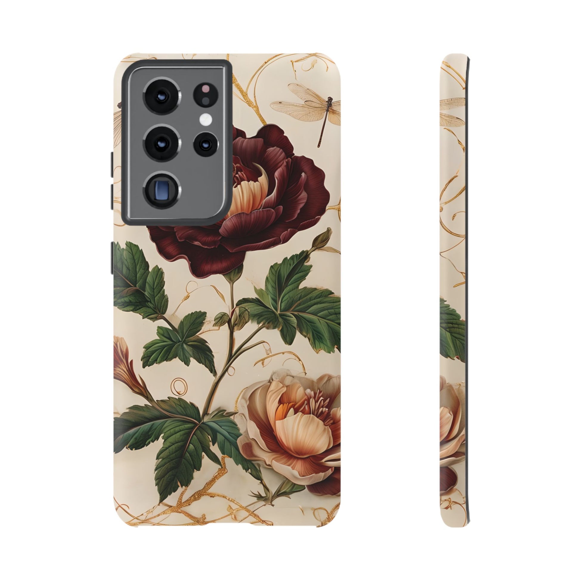 Vintage Burgundy Rose - Elegant Floral Samsung Galaxy S21 Ultra Phone Case - Classic Painterly Rose Design