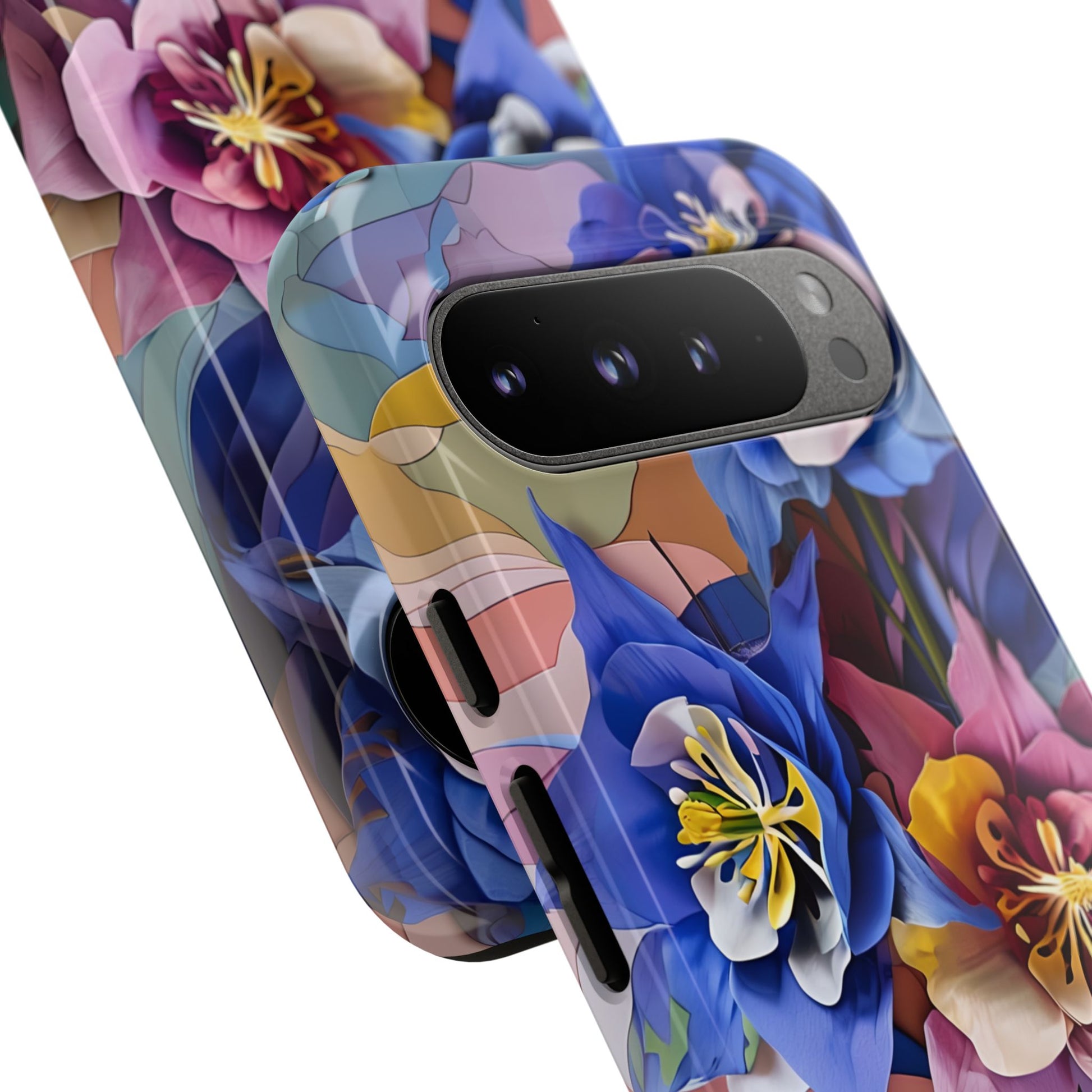Blue Columbine Carnivale - Artistic Floral & Butterfly Google Pixel 9 Pro XL Tough Phone Case - Vibrant Botanical Design