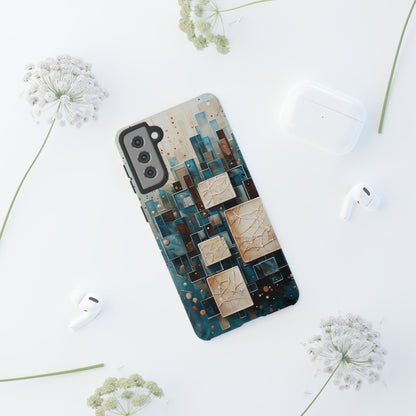Architectural Drift Samsung Galaxy Case - Modern Geometric Teal & Parchment Design