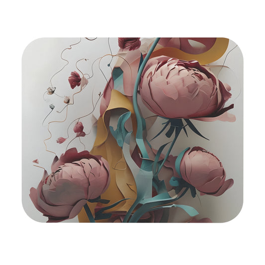 Blushing Peony Veil mouse pad featuring soft pink peony floral artwork